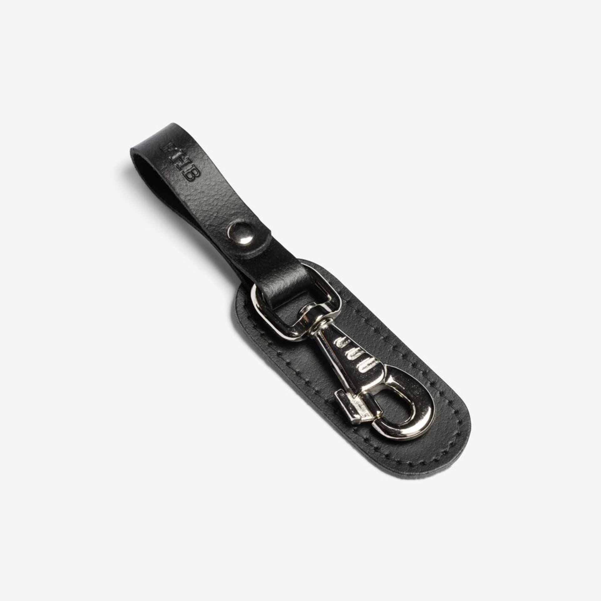 Schlüsselanhänger, Leder, Metall, Schwarz, Karabiner