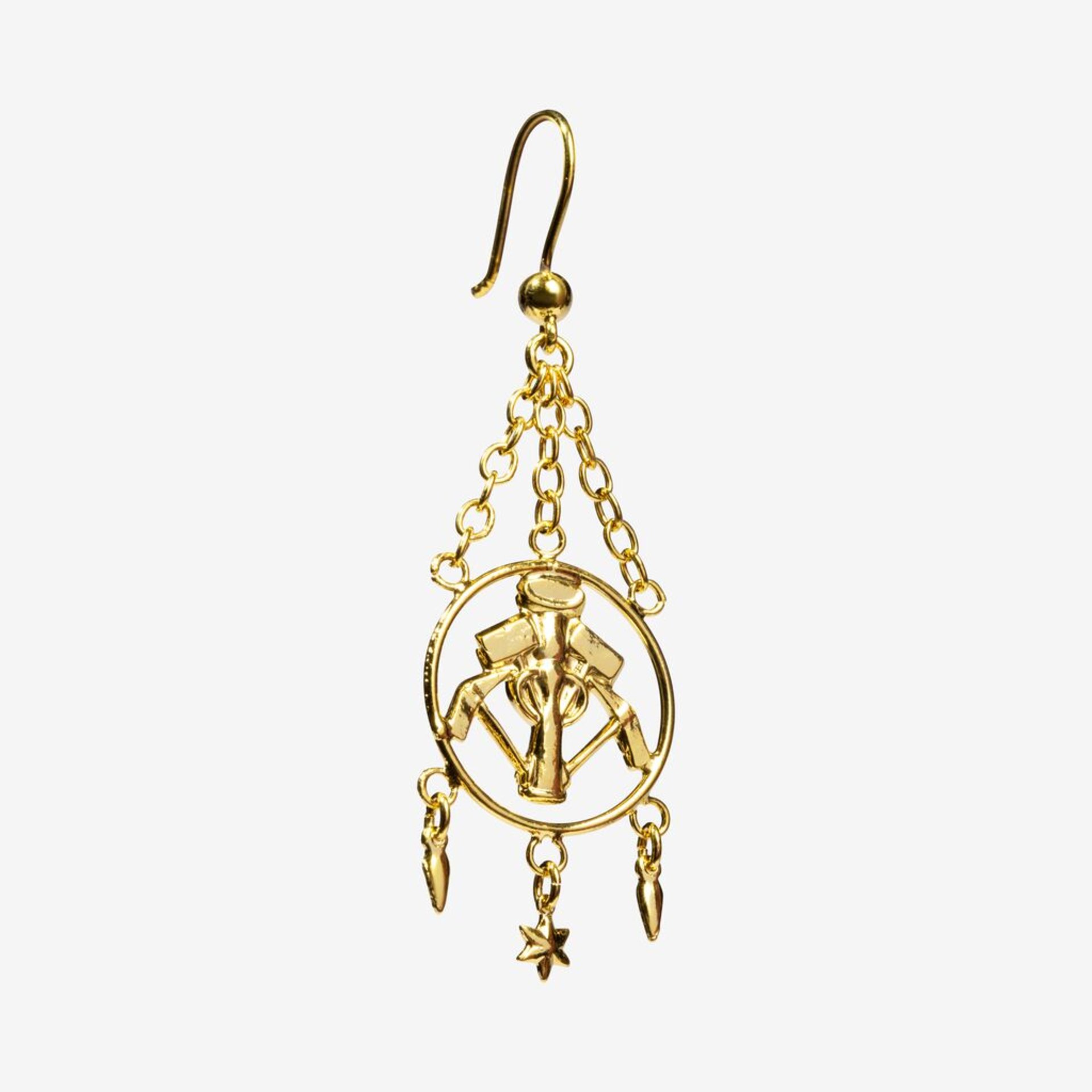 Ohrring, Gold, Kettenanhänger, Hänger, Design-Charme