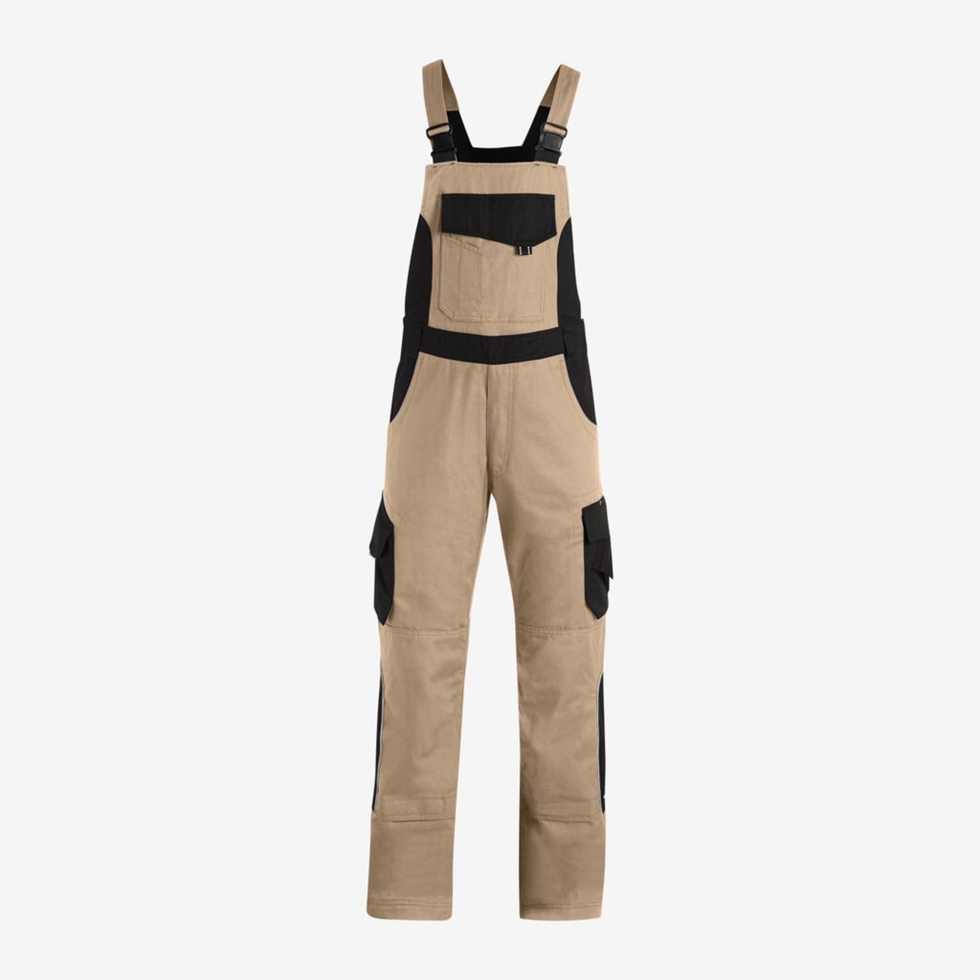 Latzhose, Arbeitslatz, Beige, Cargo-Taschen, Knopfleiste
