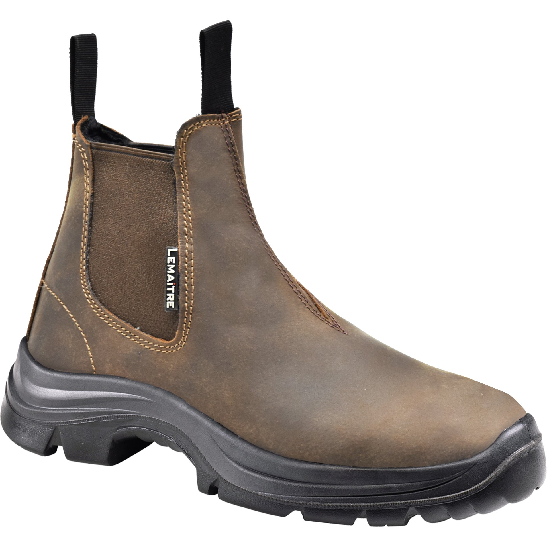 Stiefelette, Chemieleder, Braun, Gummisohle, Chelsea-Boot