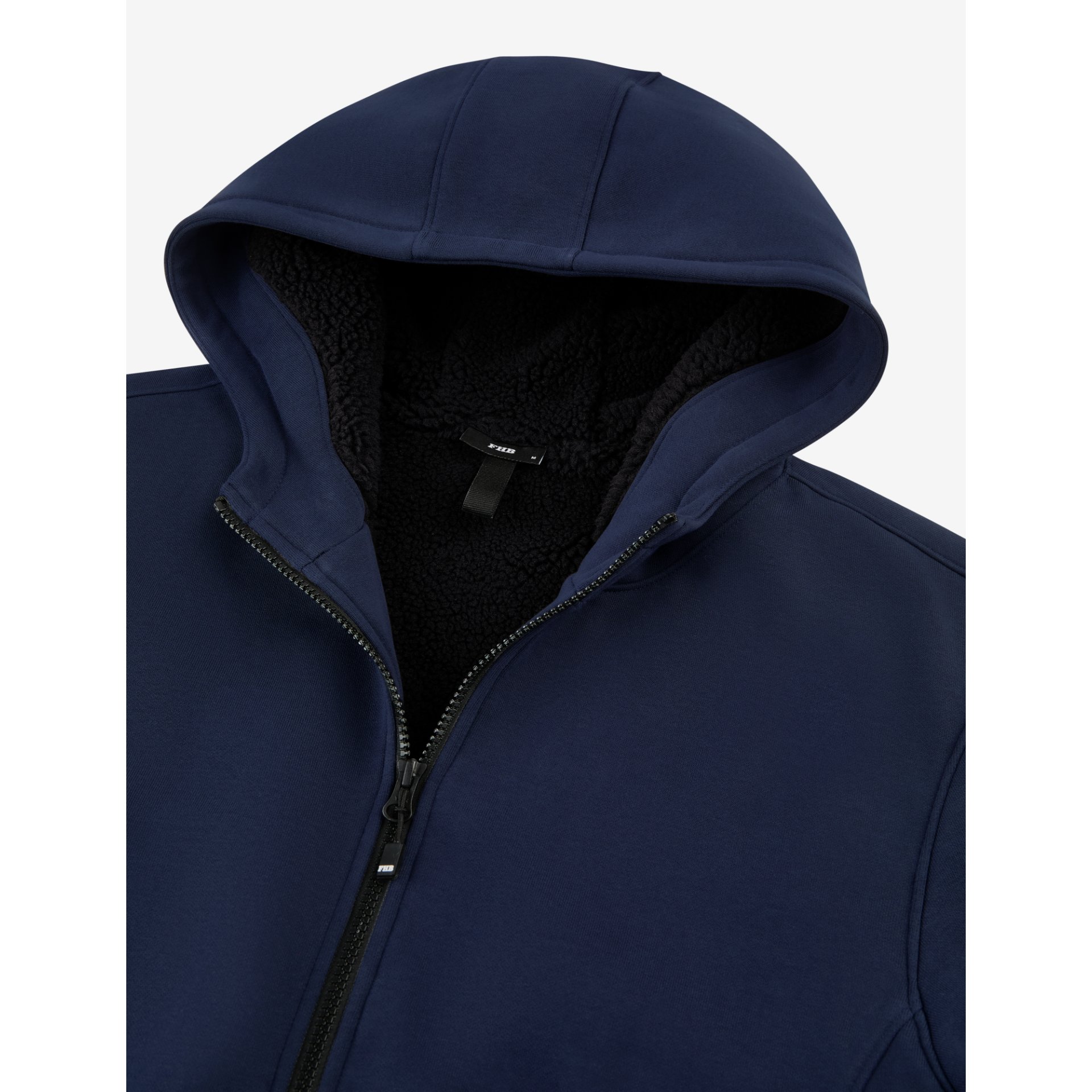 Hoodie, Hooded jacket, Fleece lining, Zipper, Navy blue