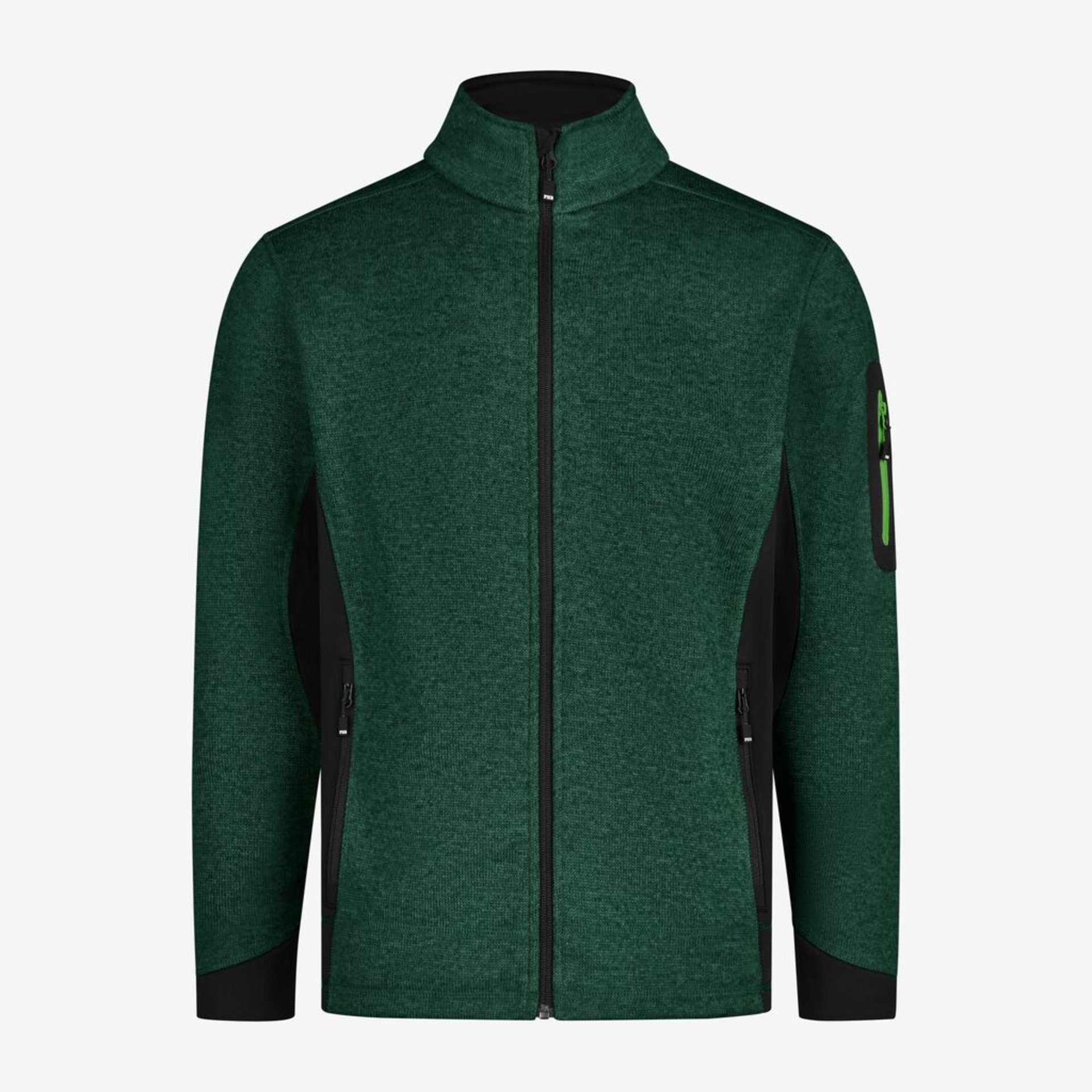 jacke, fleece, grün, reissverschluss, taschen