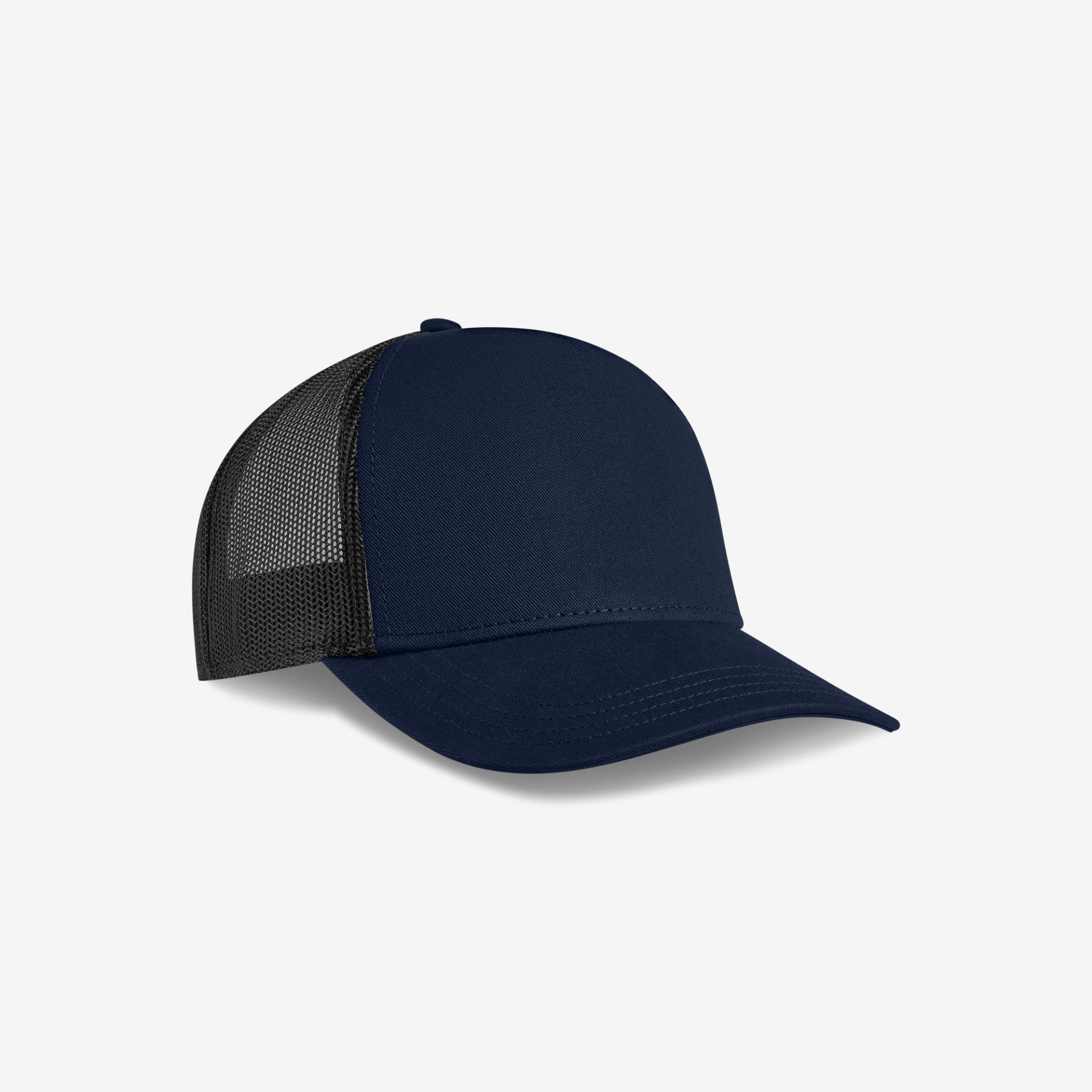 Baseballkappe, Navyblau, Mesh-Rücken, Gebogter Schirm, Stichnaht