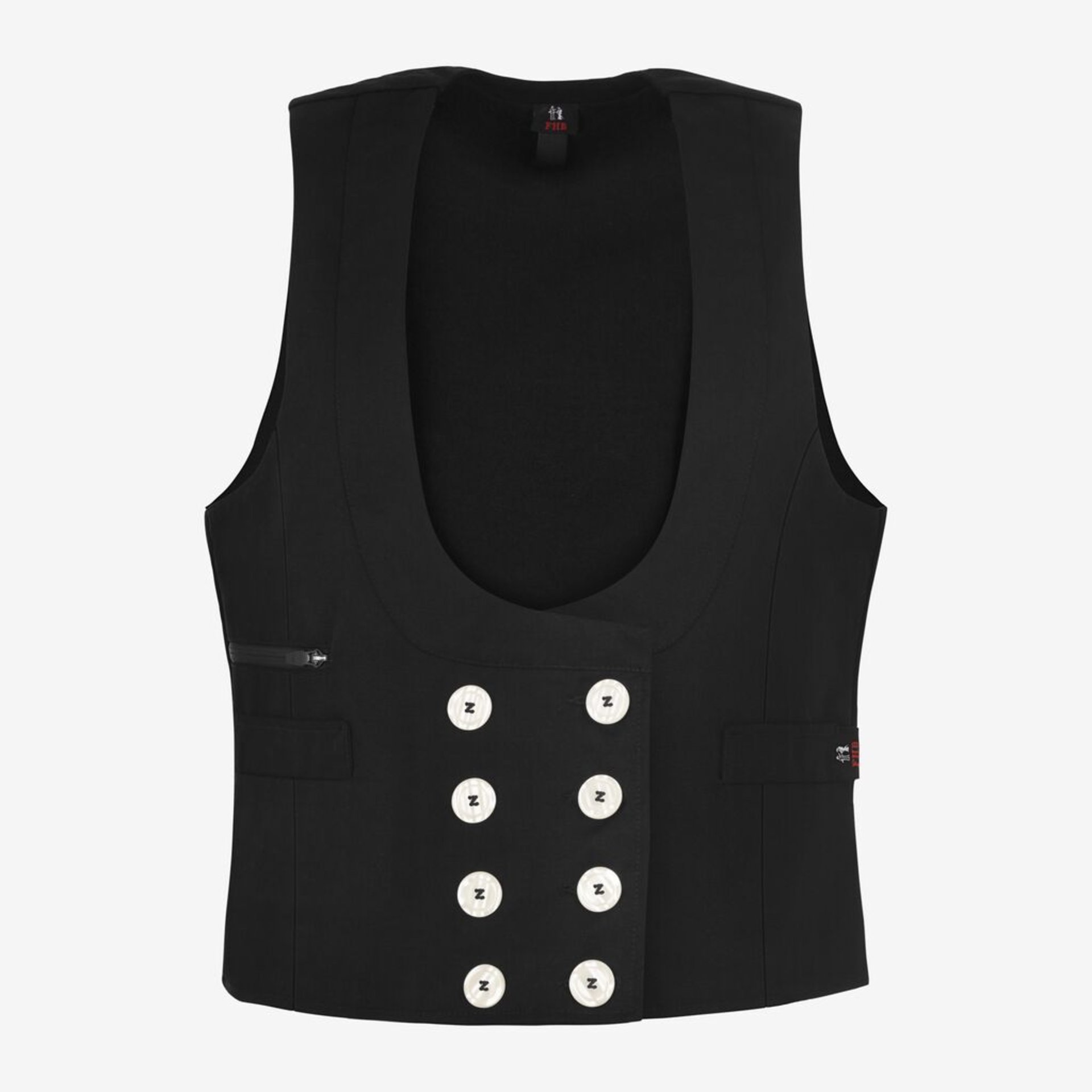 blackes Weste, doppellagig, Metallknöpfe, gepaddet, Vordertaschen