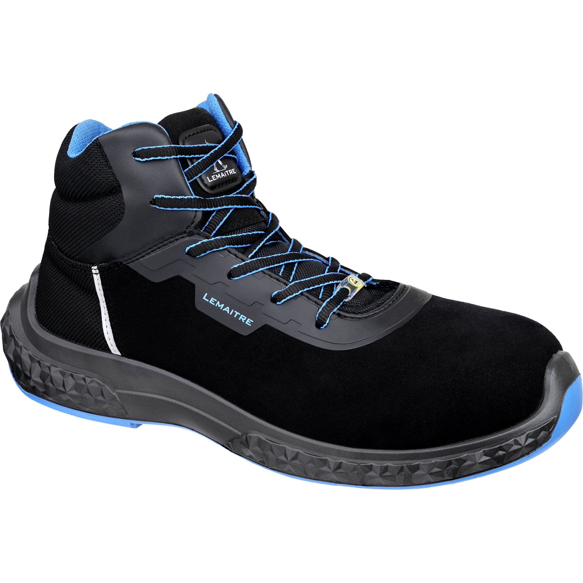 Schnürstiefel, Laufstiefel, Gummi/Seitenplatten, Schwarz, Blue Accents