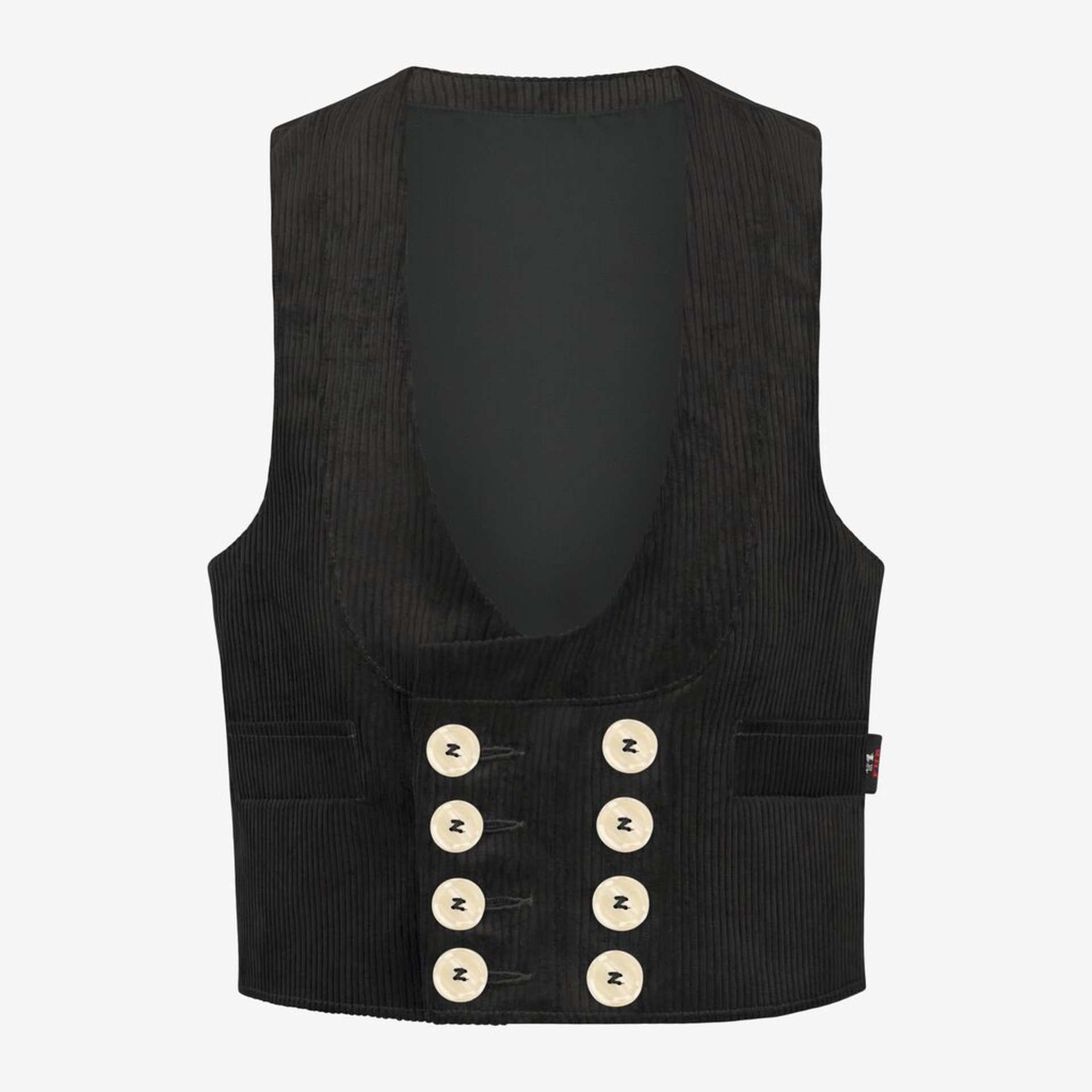 Weste, Cord, Unisex, Knopfleiste, Schwarz