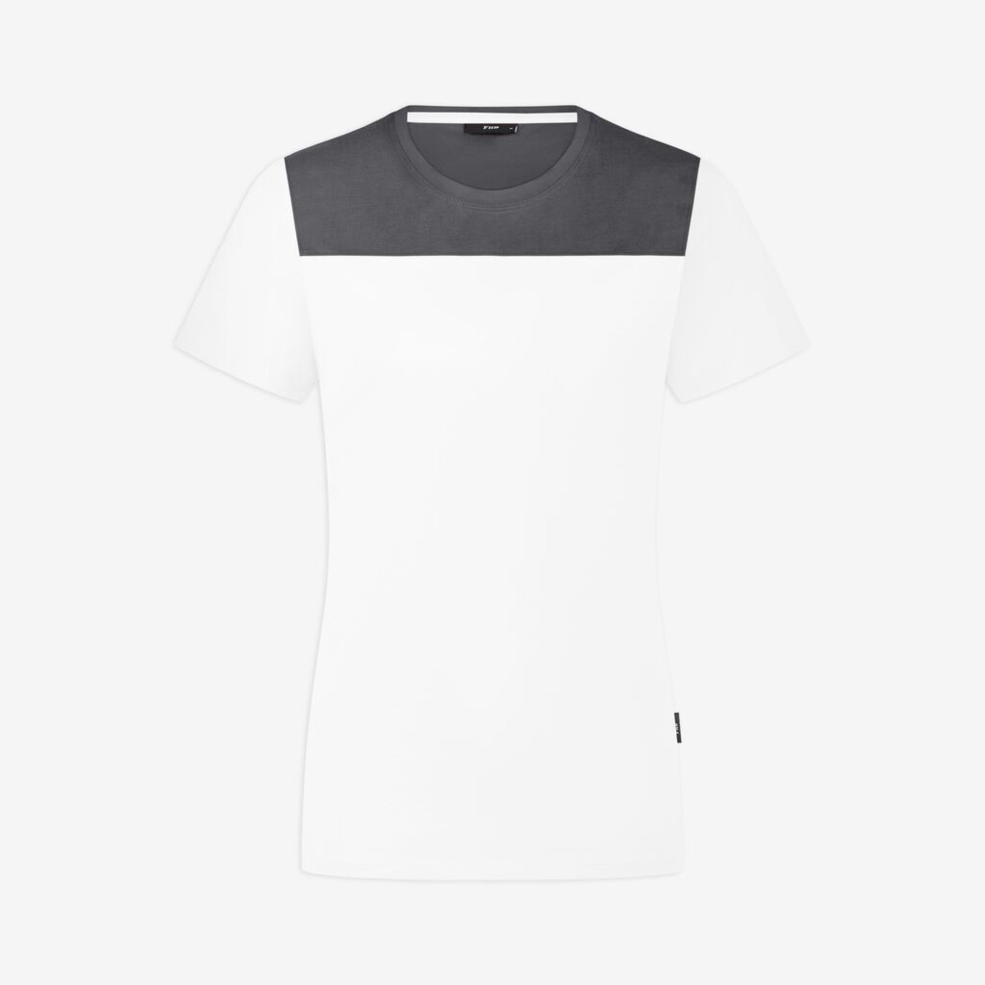 T-Shirt, Weiß, Colorblock, Kurzarm, Rundhals