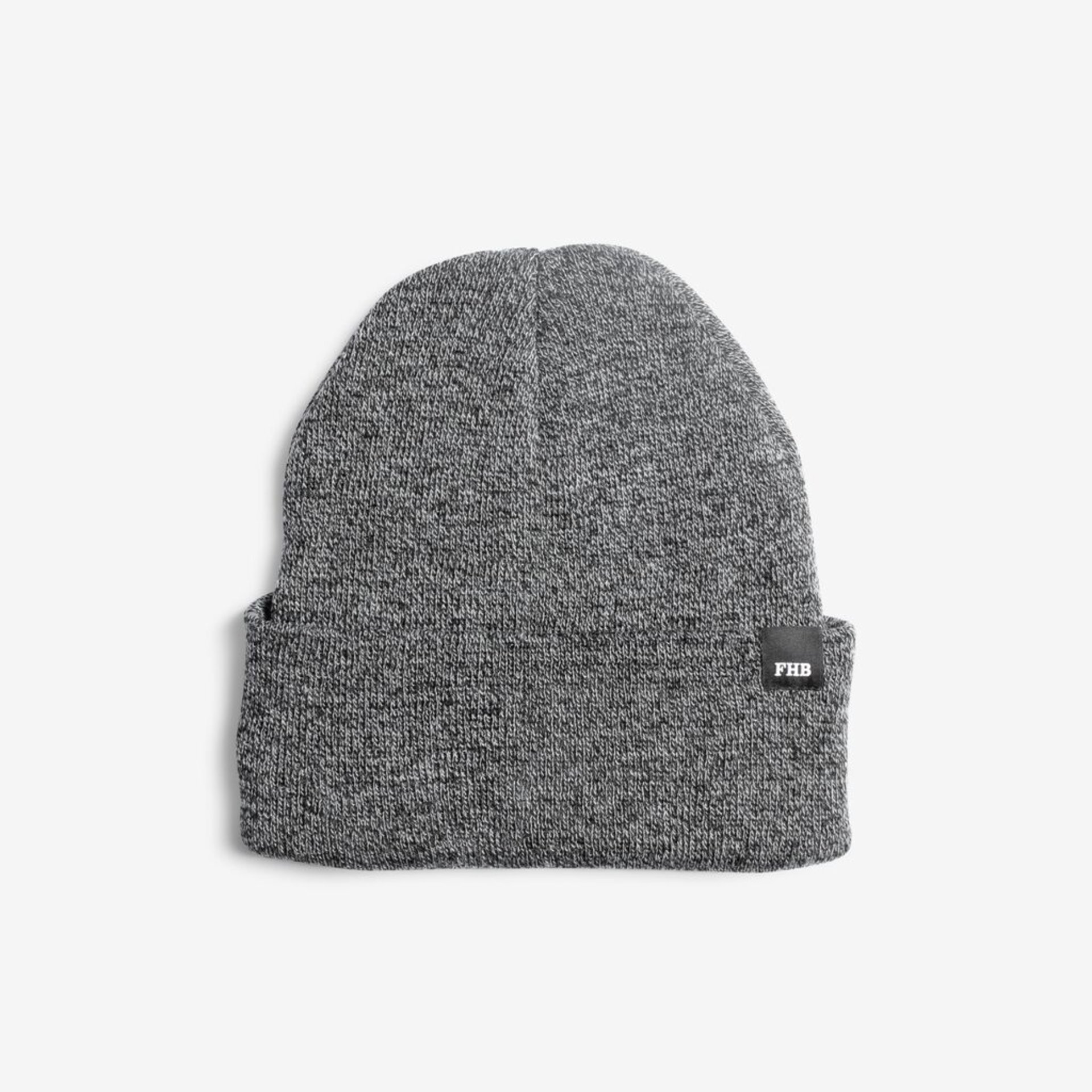 Beanie, Gestrickt, Grau, Gefaltete Bündchen, FHB-Etikett