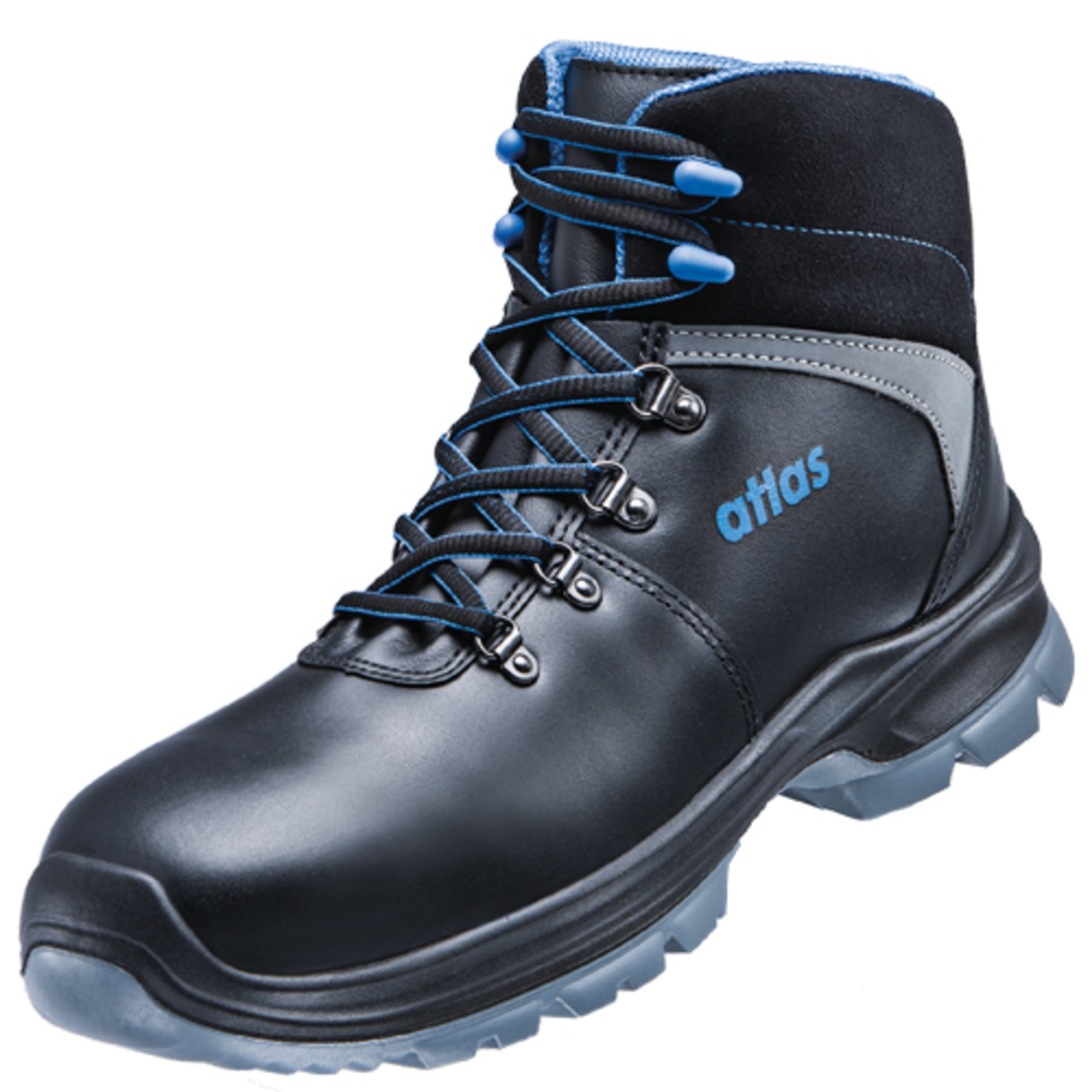 Stiefel, Hochschaftstiefel, Lederoptik, Gummisohle, Blaue Akzente