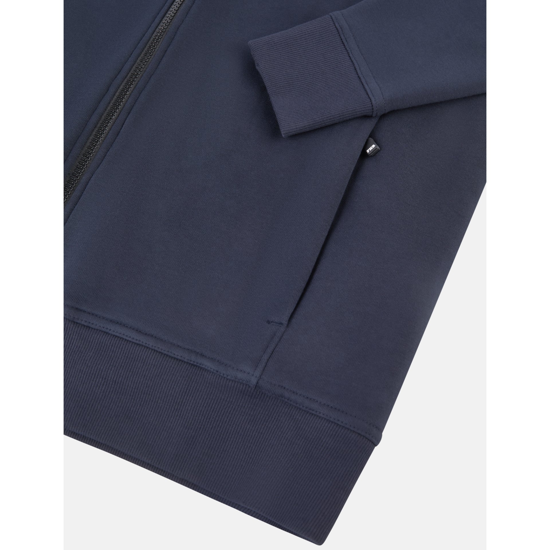 Hoodie, Reißverschluss, Kapuzenpullover, Navy, Rippbündchen