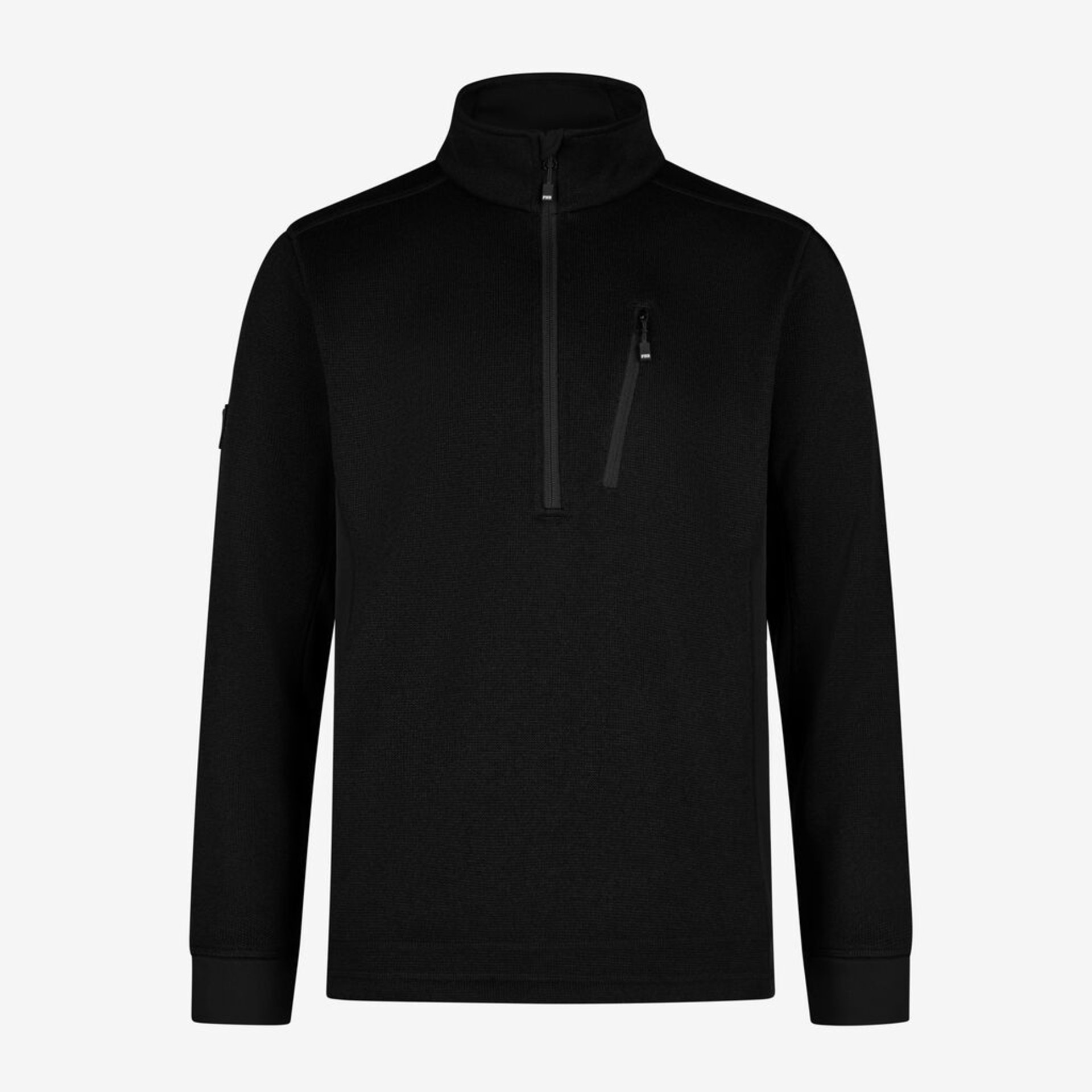 Fleece, Pullover, Langarm, Reißverschluss, Schwarz