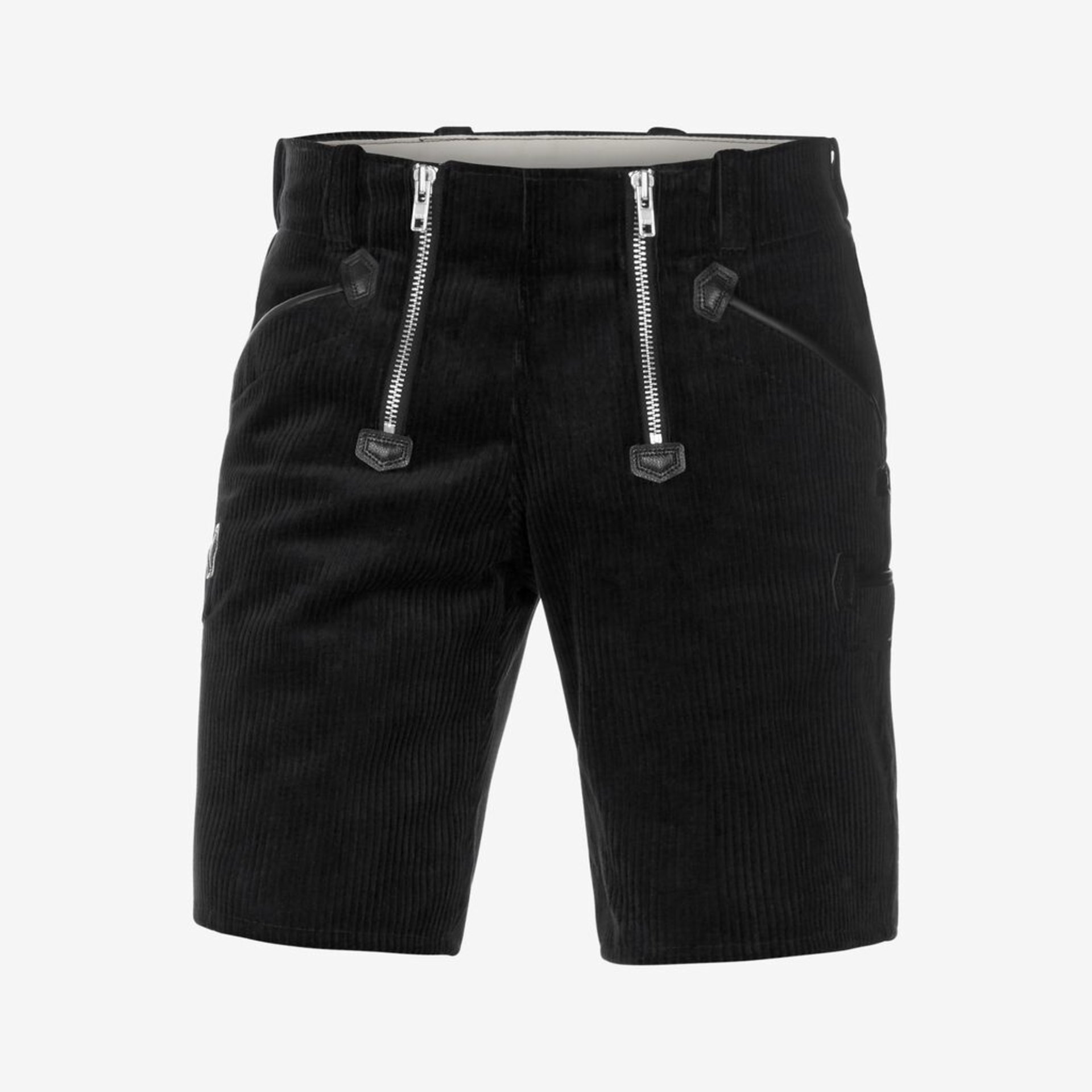 Hose, Shorts, Corduroy, Schwarz, Reißverschlusse