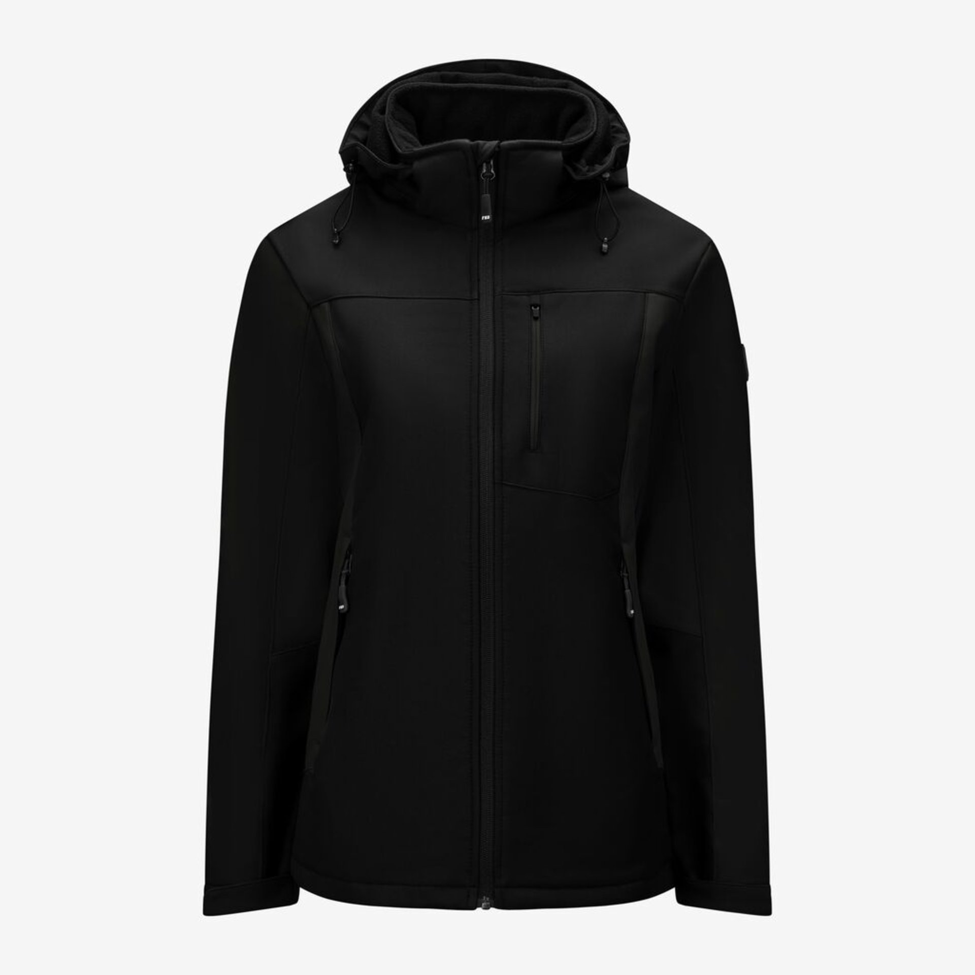 jacke, softshell, hoodie, reissverschluss, schwarz