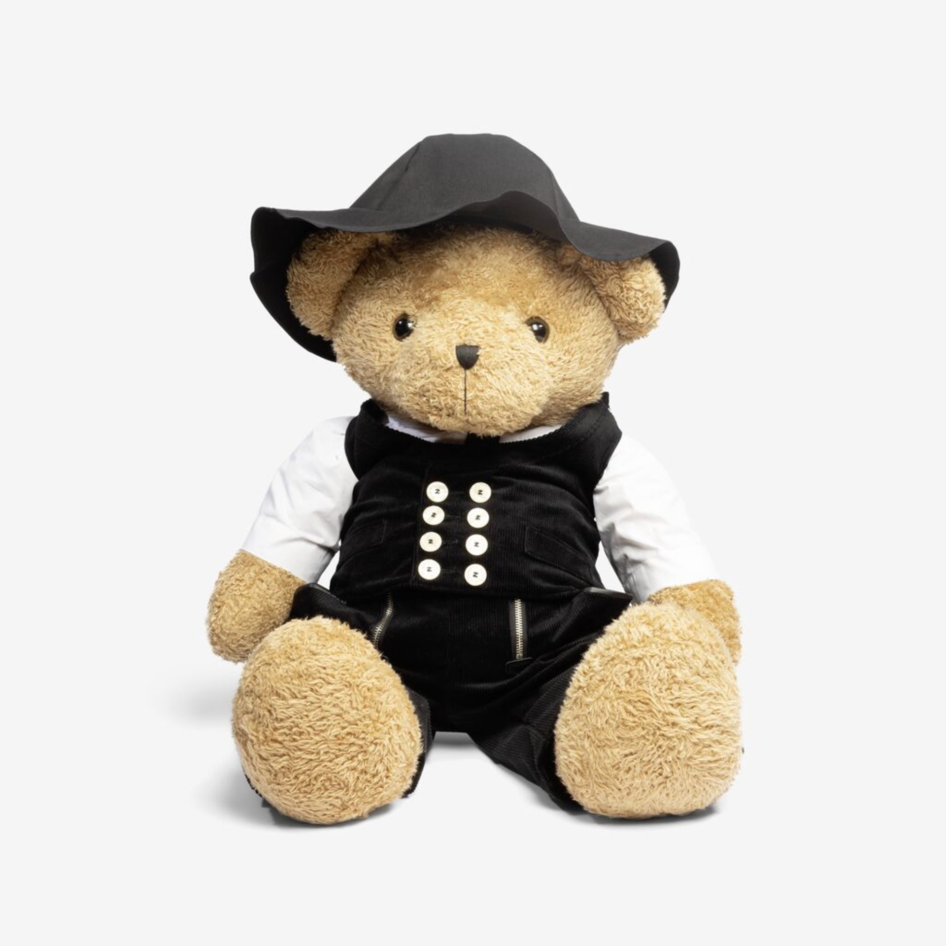 Teddybär, Plüschtier, Hut, Weste, Knöpfe