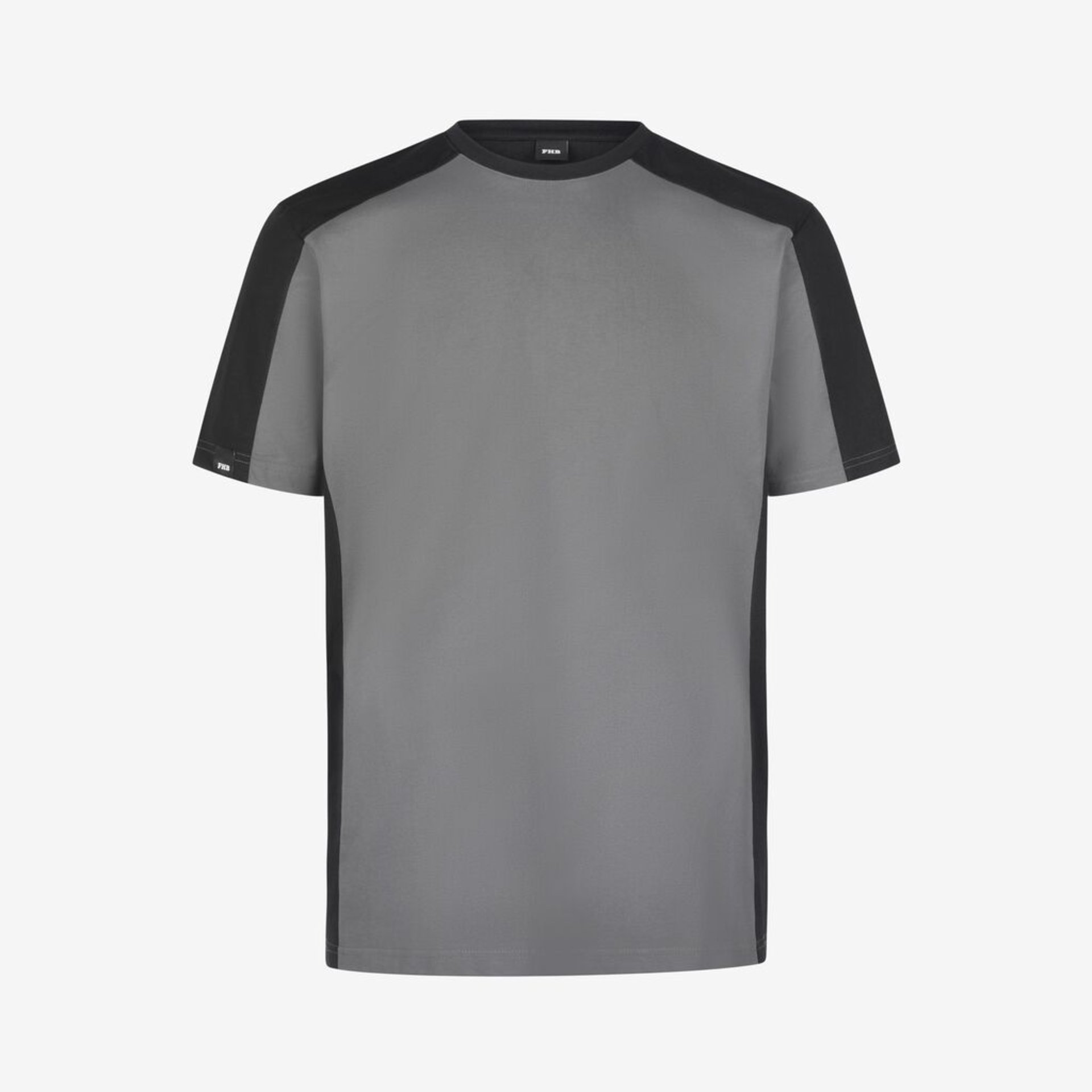 T-Shirt, Kurzarm, Grau, Kontrastpaneele, Rundhals