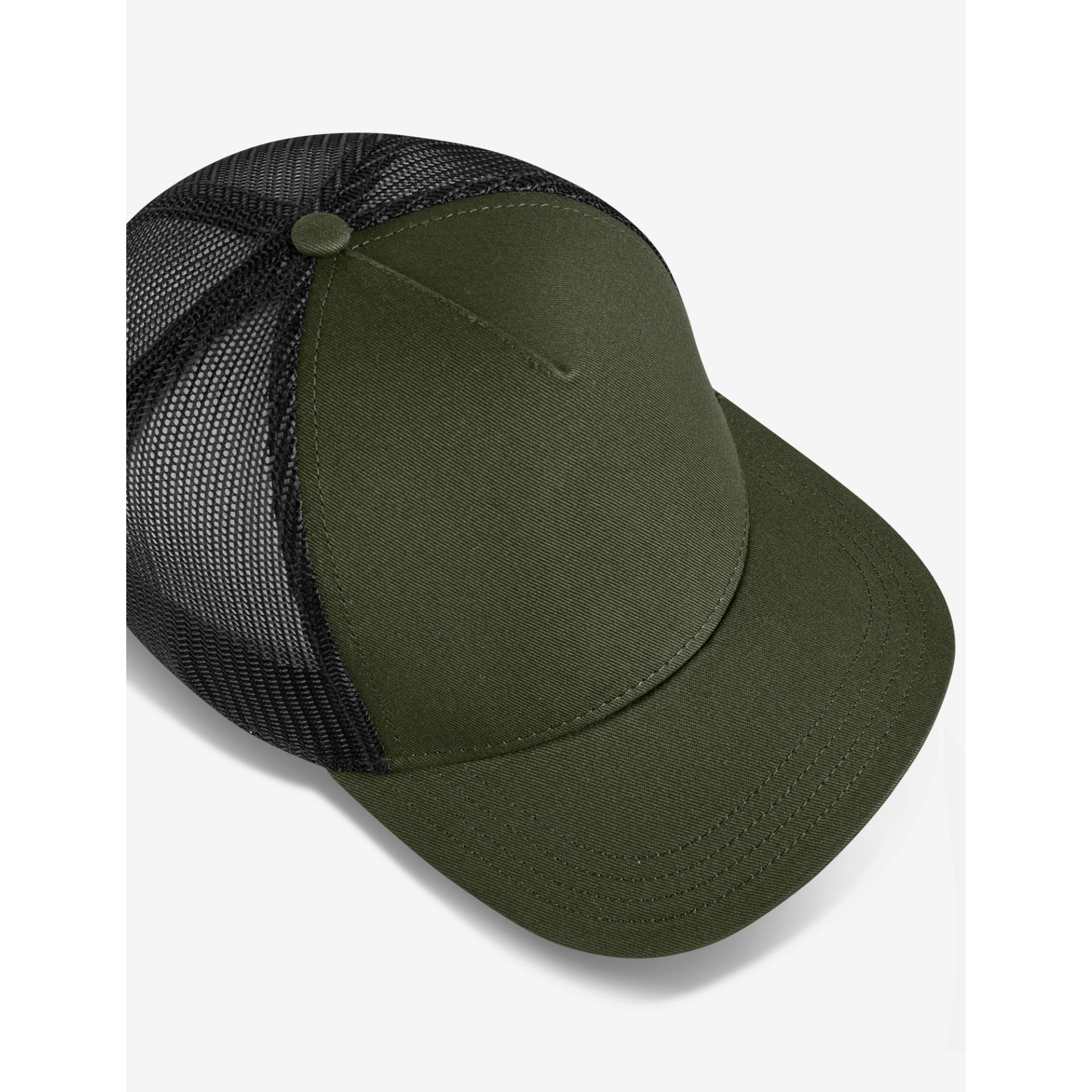 Baseballkappe, Olivgrün, Mesh-Rückseite, Gebogter Schild, Verstellbar Snapback