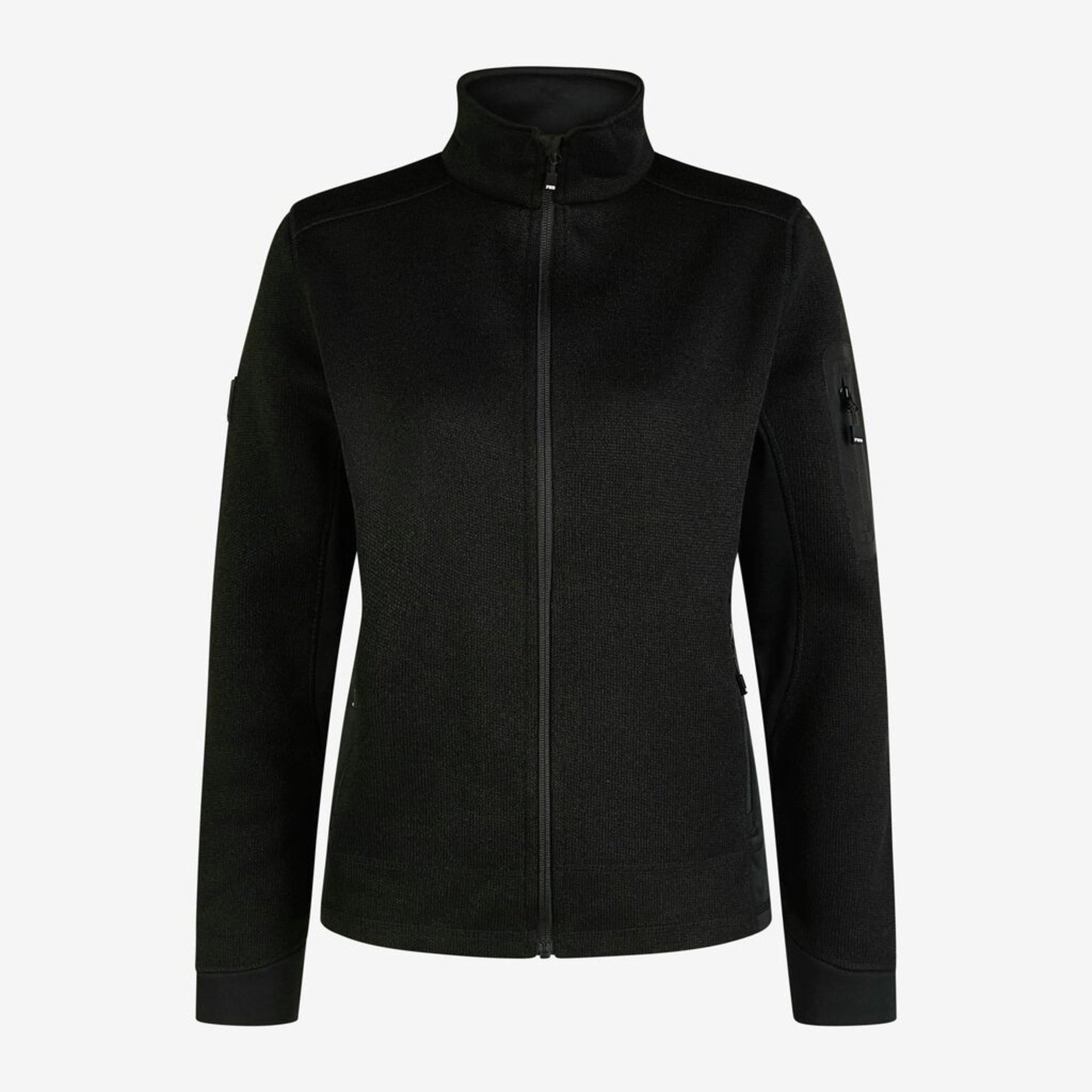 Fleece Jacke, Schwarz, Vollreissverschluss, Stehkragen, Langarm