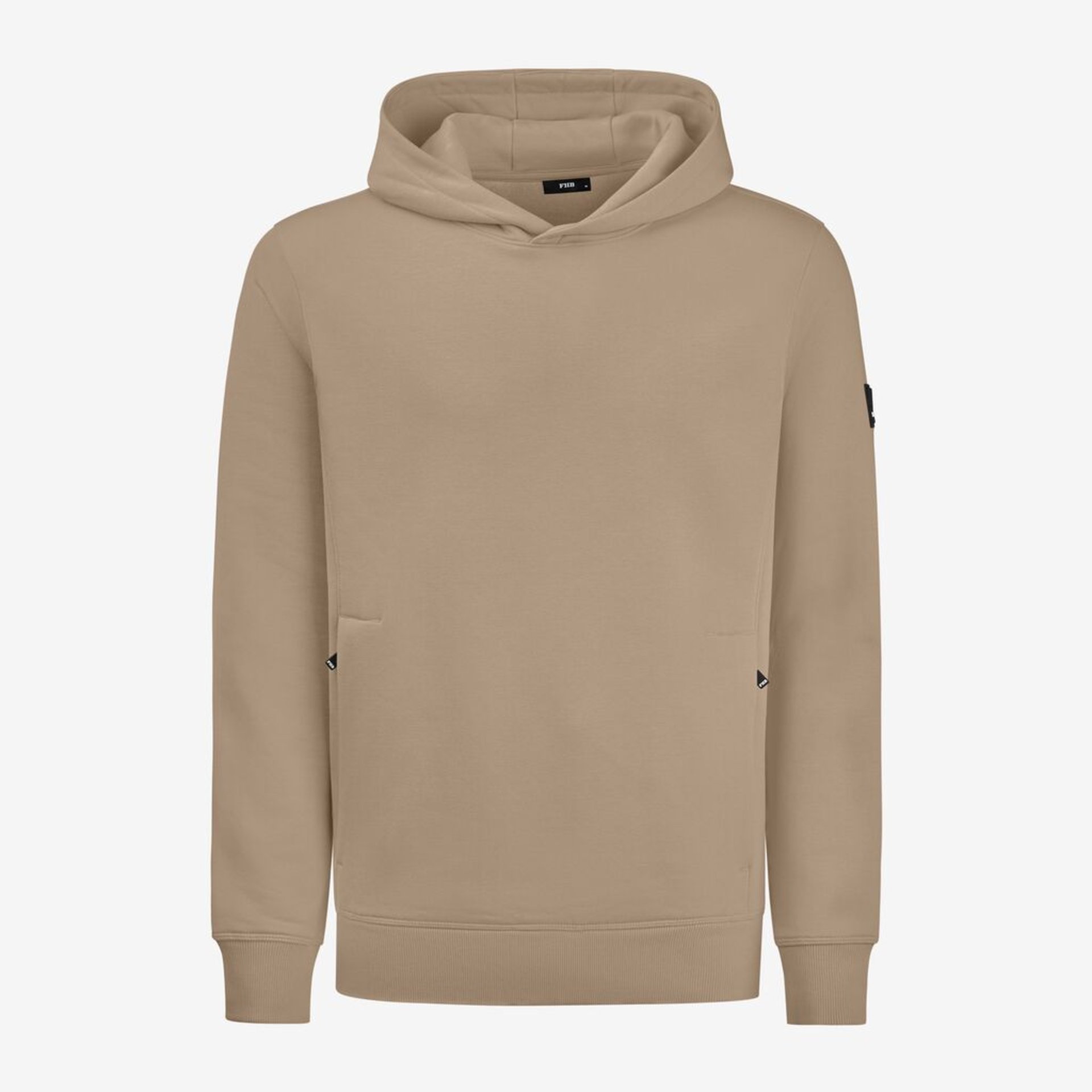 Hoodie, Beige, Kangurentasche, Baumwolle, Langarm