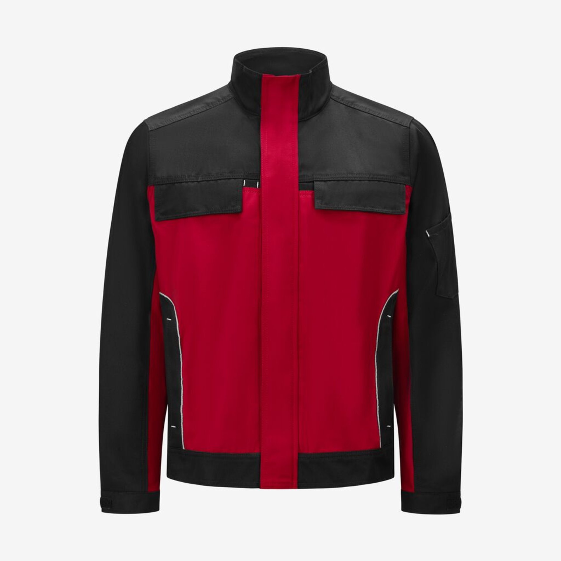 jacke, rot-schwarz, windjacke, fronttaschen, reißverschluss