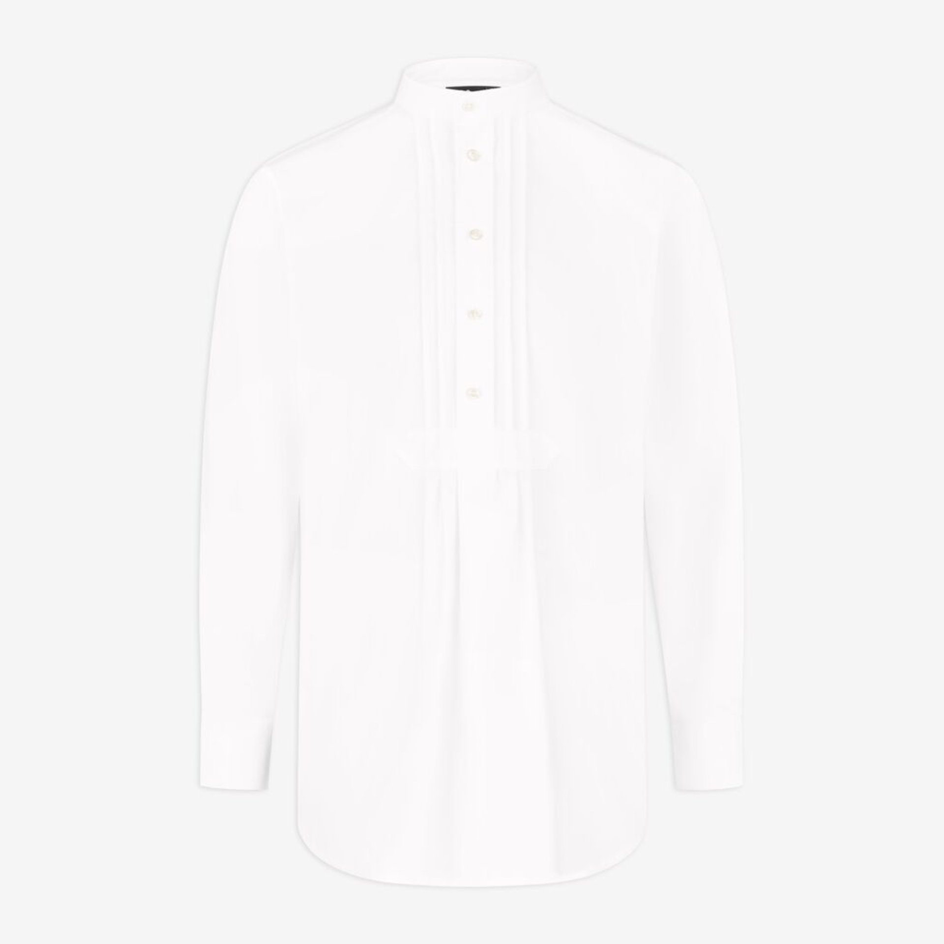 Bluse, Weiß, Plissee-Einfassung, Halskrause, Knopfleiste
