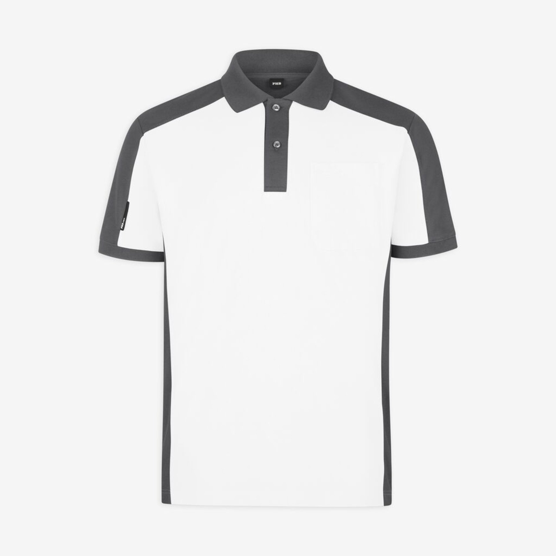 Polohemd, zwei Farbtöne, weiß grau, Kurzarm, Polo-Kragen