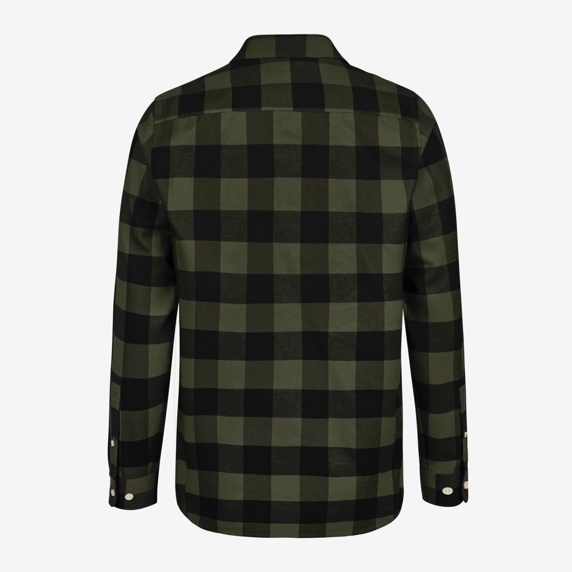 Flannel, kariert, Olivgrün, Langarmshirt, Hemd