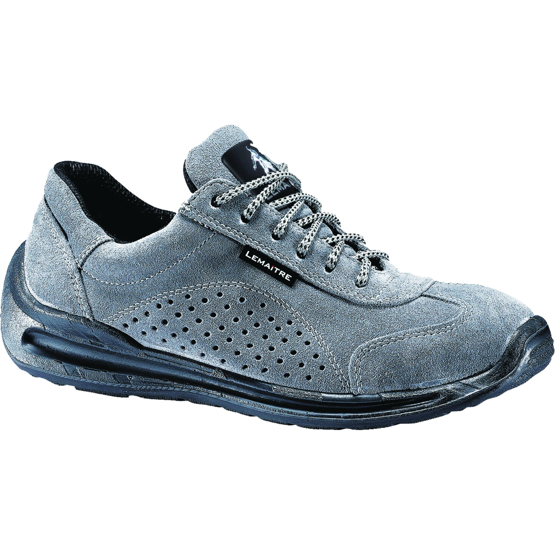 Sneaker, Leder, Perforationen, Grau, Schnürschuh