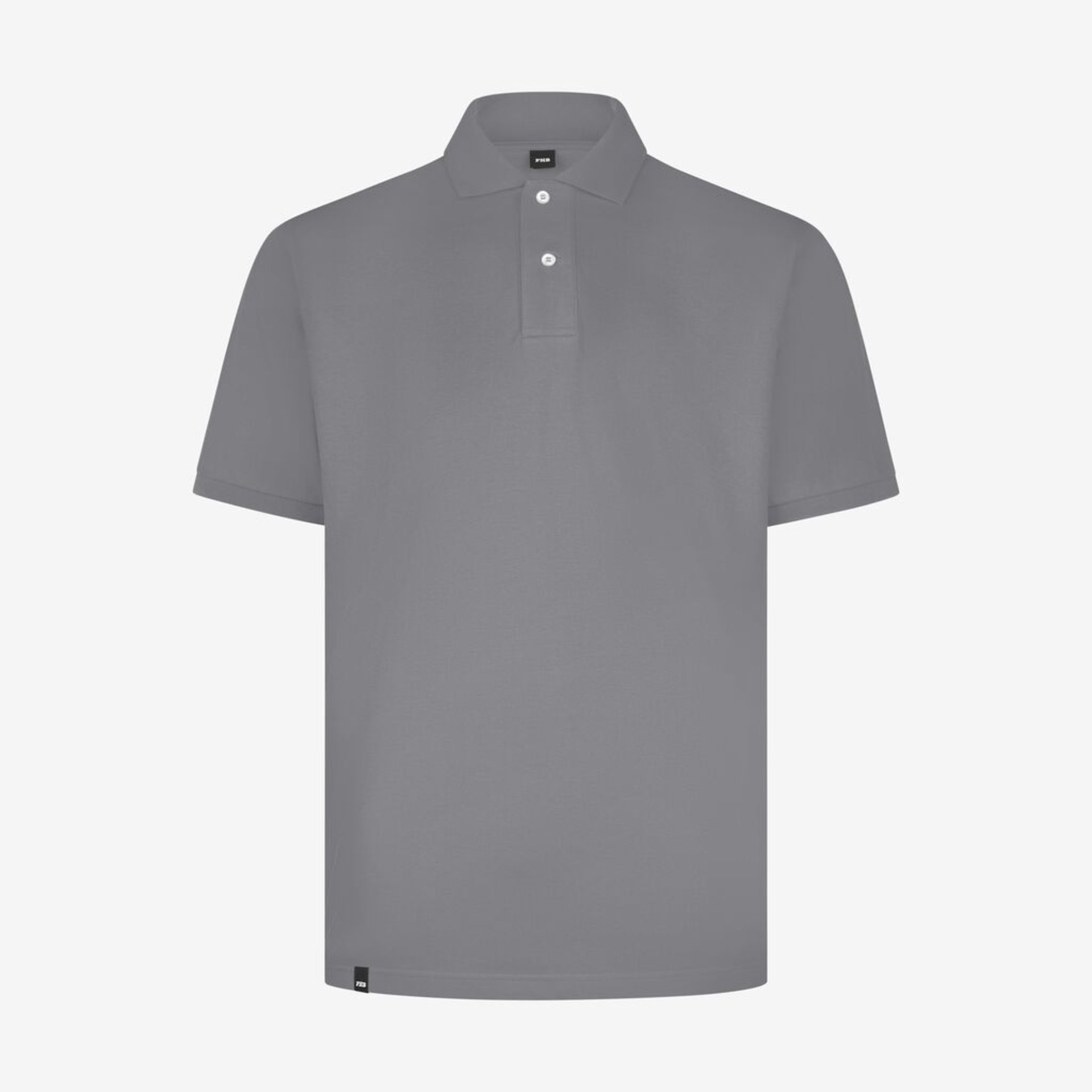 polohemd, kurzarm, uni grau, Kragen, Knopfleiste