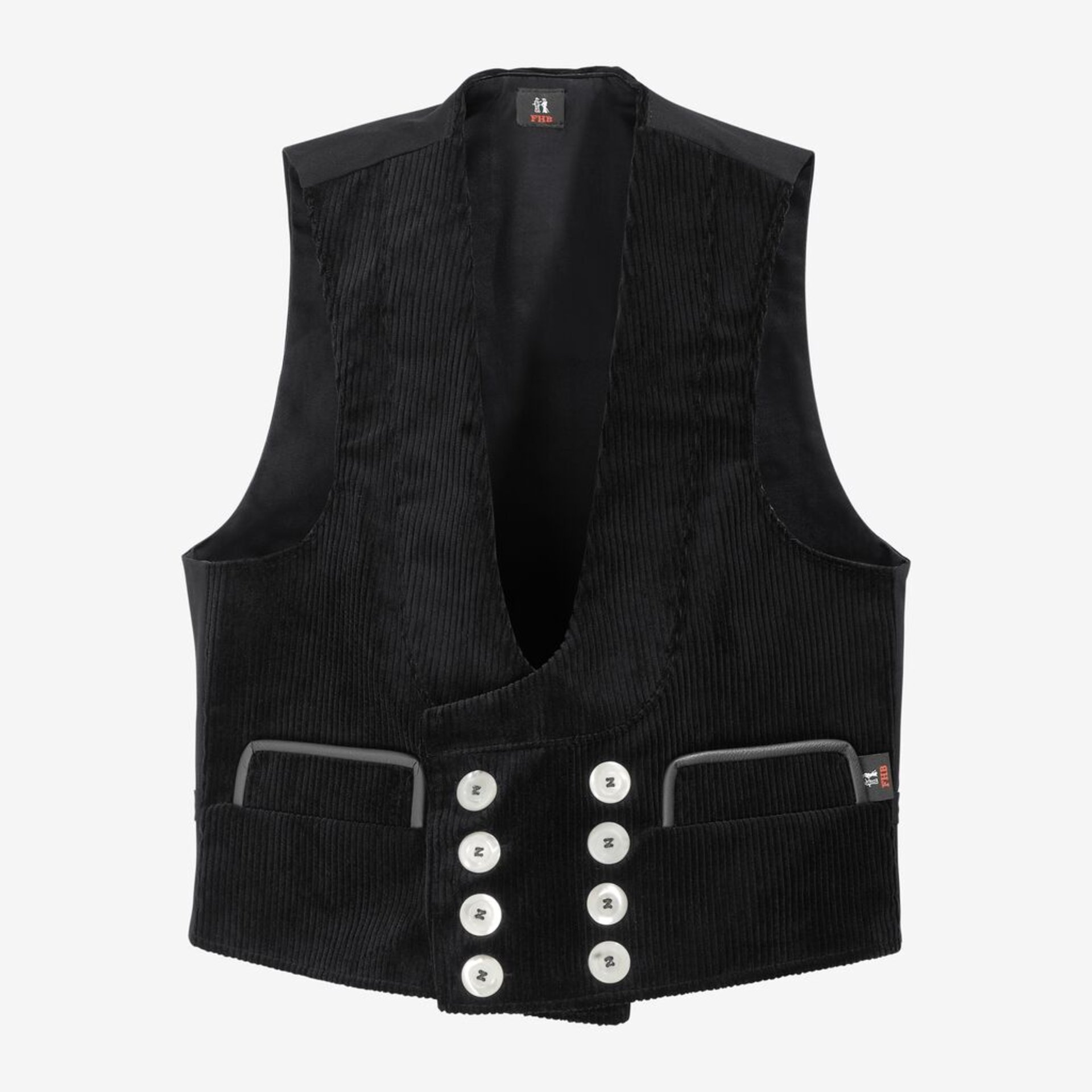 Weste, Cord, Gilet, Veste mit Schnallen, Schwarz
