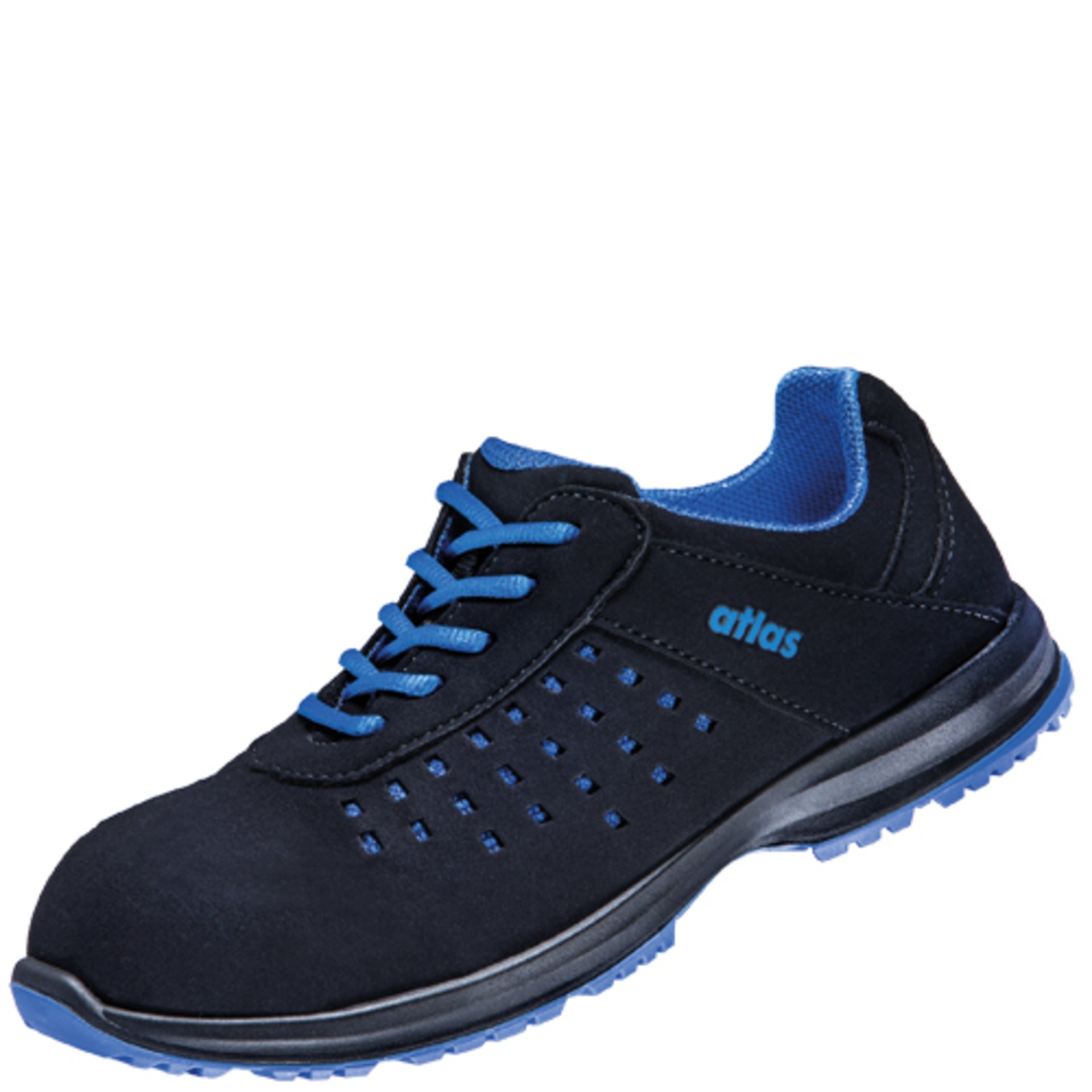 Sneaker, Lace-up, Mesh perforations, Blue accents, Athletic shoe