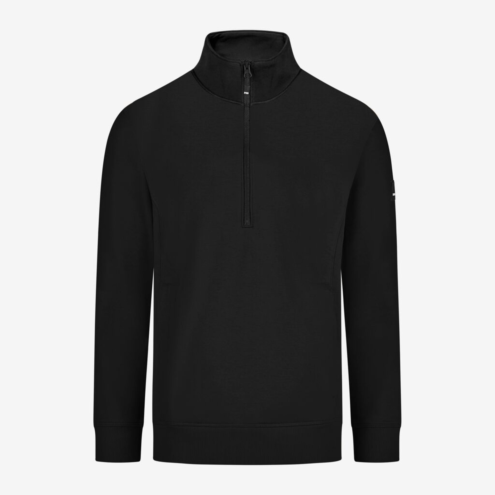 Schulterfrei, Halfzip, Pullover, Schwarz, Kragen