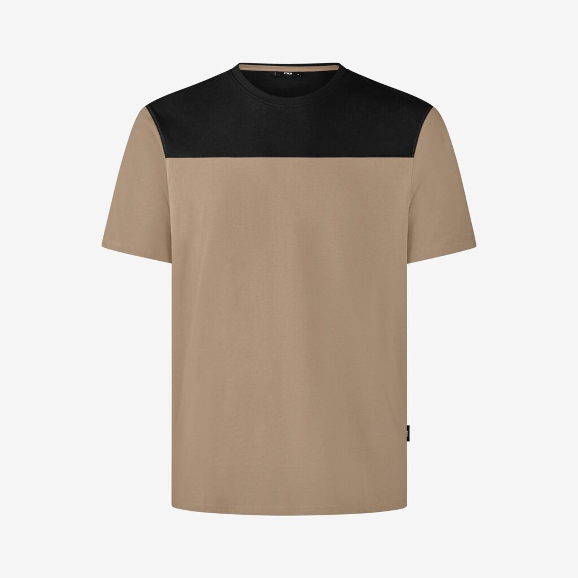 T-Shirt, Beige, Colorblock, Kurzarm, Hochwertig