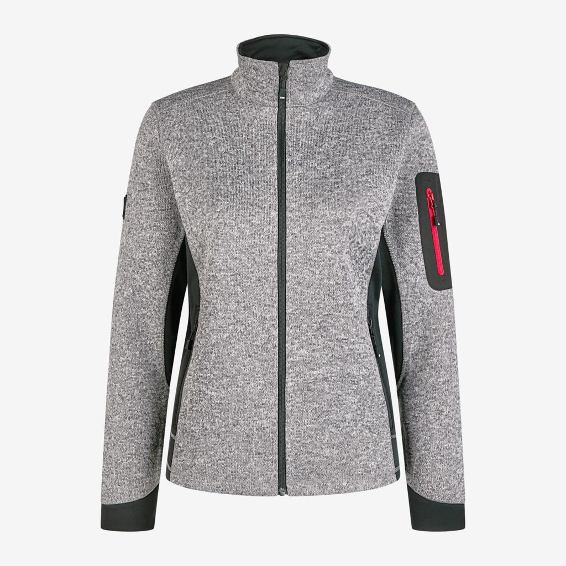 Gemusterte Jacke, Fleecejacke, Reißverschluss, Seitentasche, Armtasche