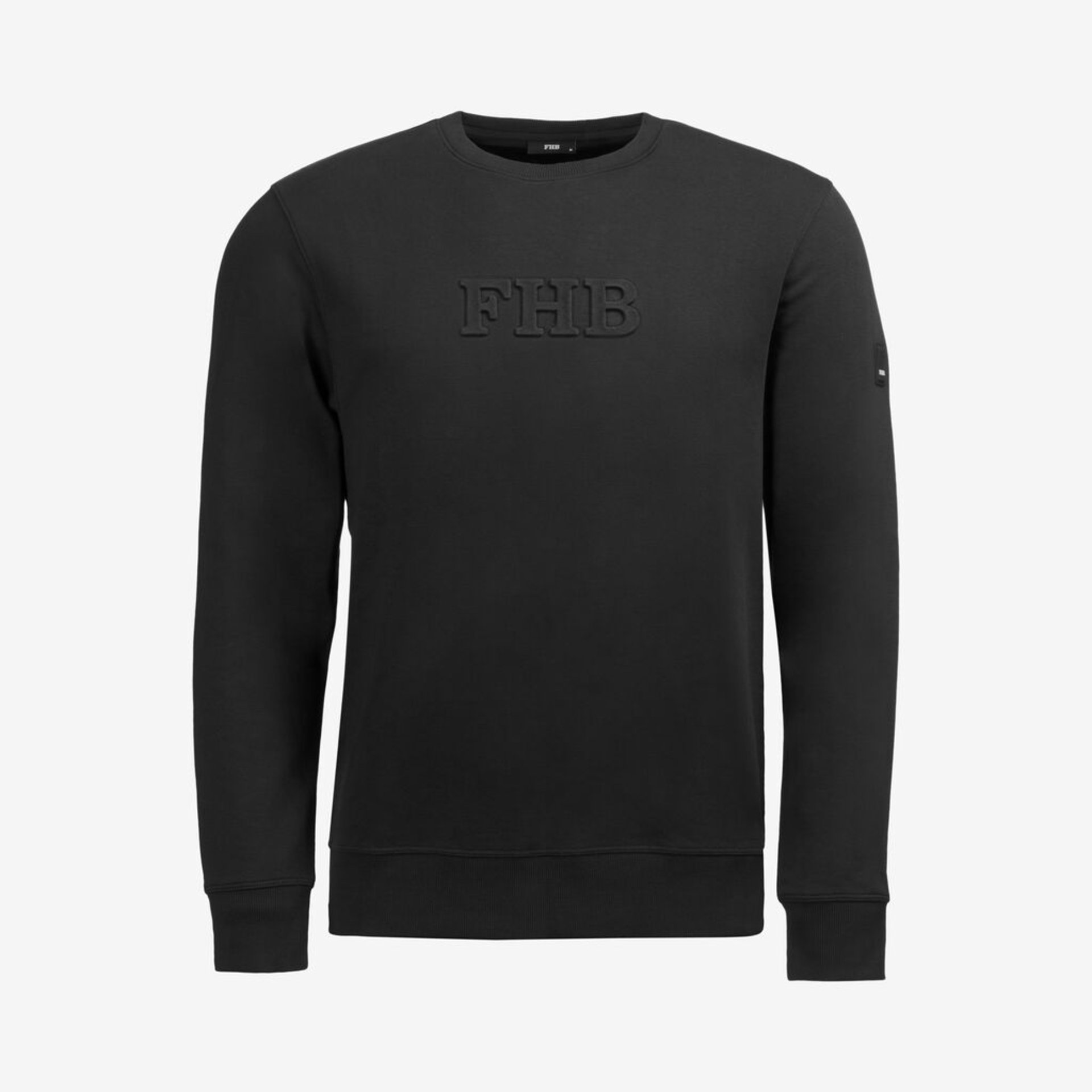 Sweatshirt, Crew neck, Schwarz, erhabenes Logo, Langärmlig