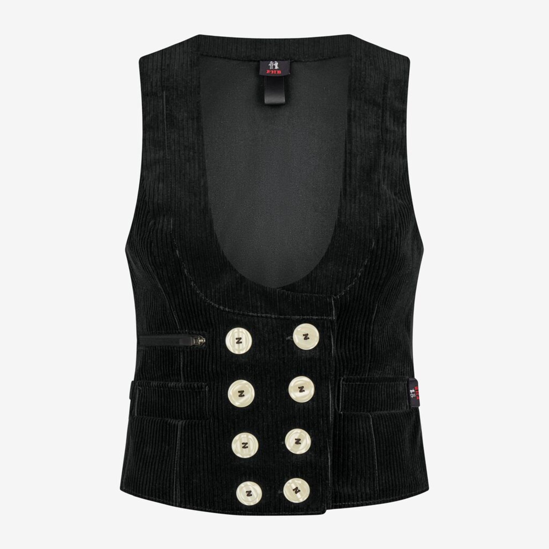 corduroy, Weste, Knopfverschluss, schwarz, Taschen