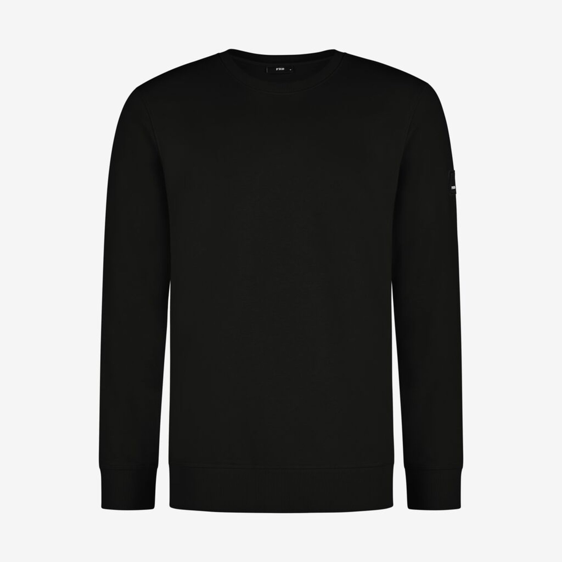 Sweatshirt, Crewneck, Schwarz, Langarm, Unifarben