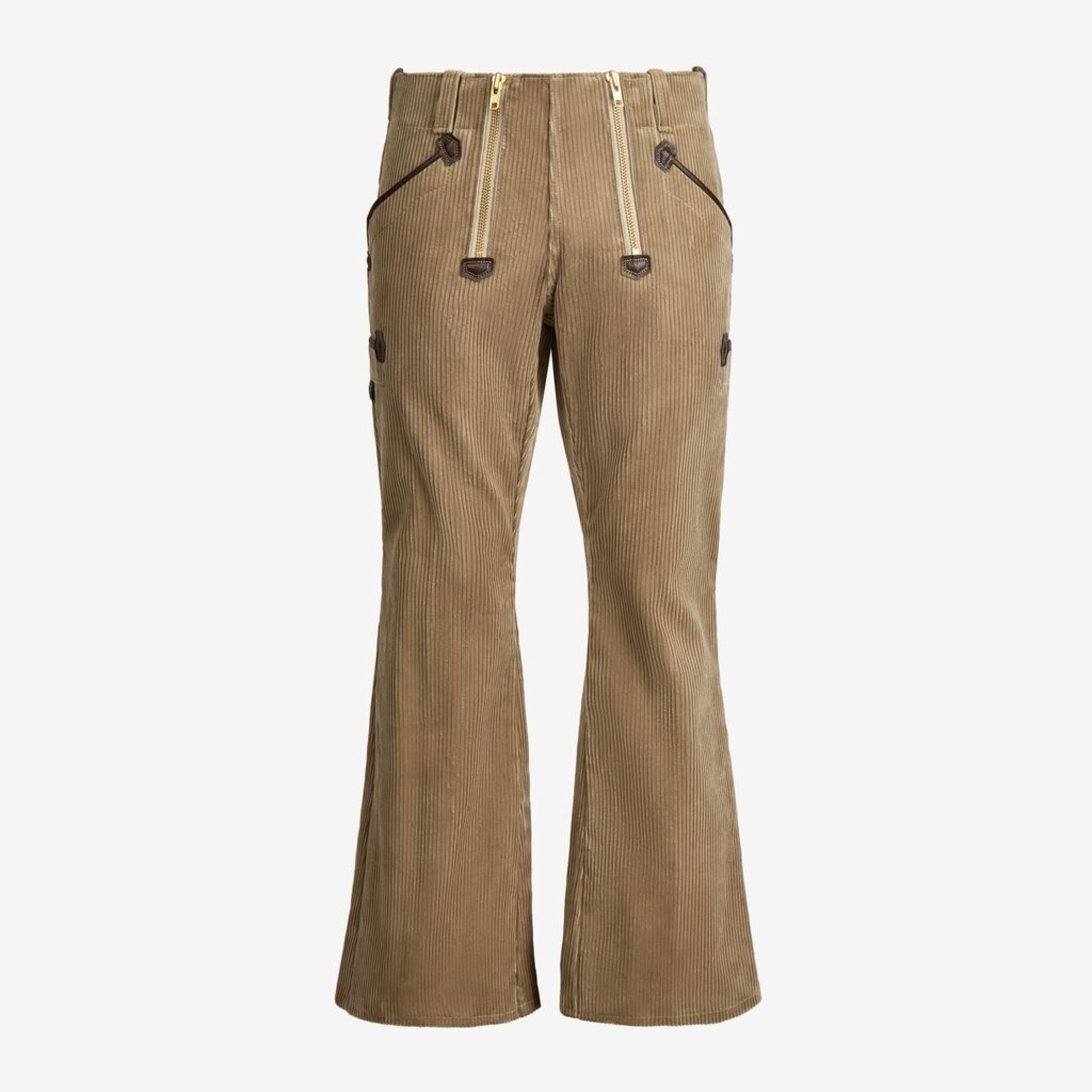 corduroy pants, weite Bein, braun, Reißverschluss Taschen, Stoff Schlaufen