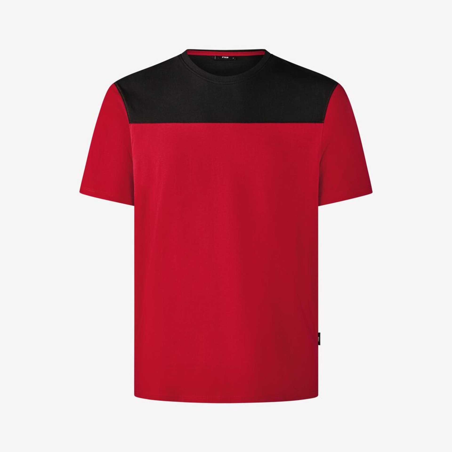 T-Shirt, Kurzarm, Rot, Schwarz-Block, Einfarbig