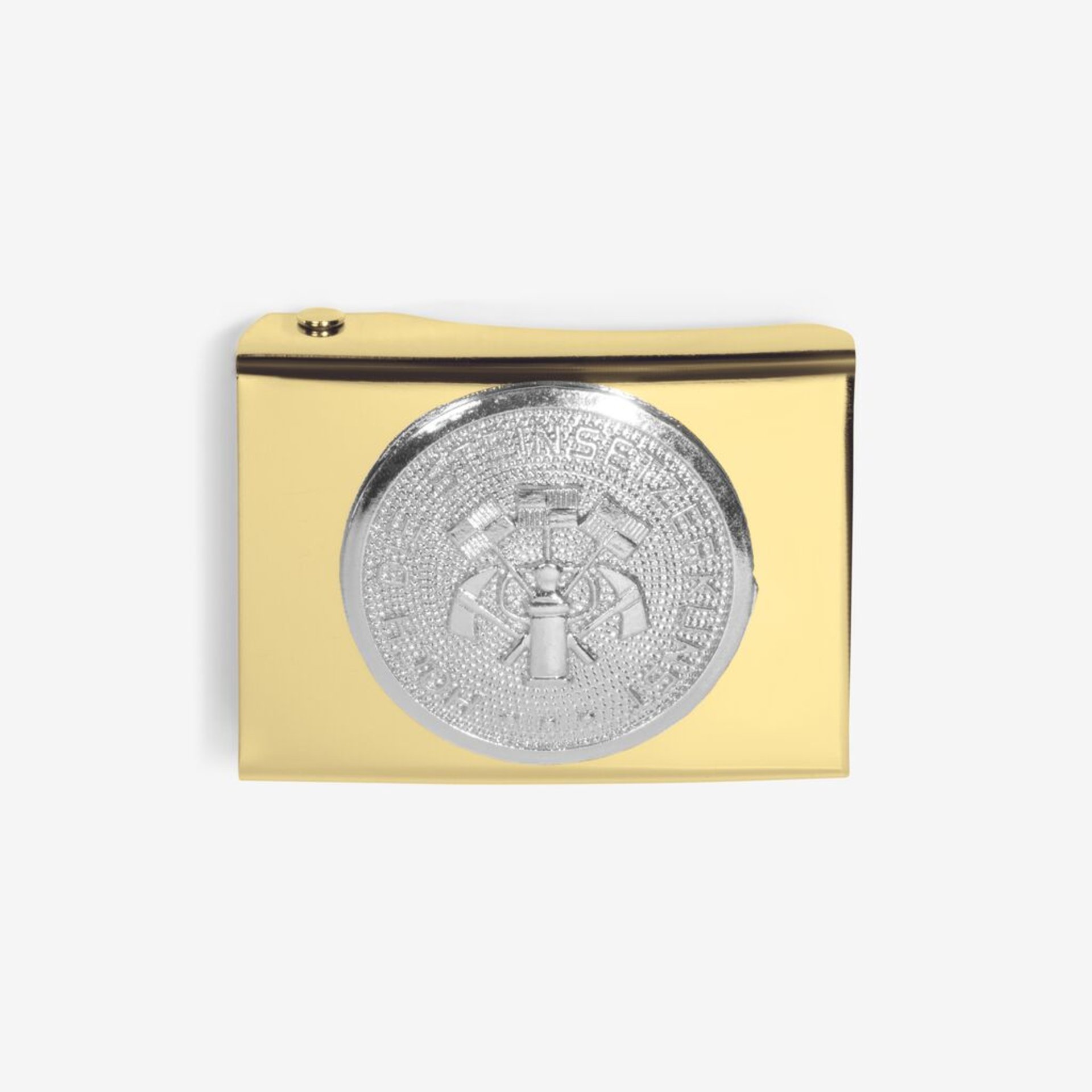 pocket square, gold, silver coin, medallion, metallic clasp
