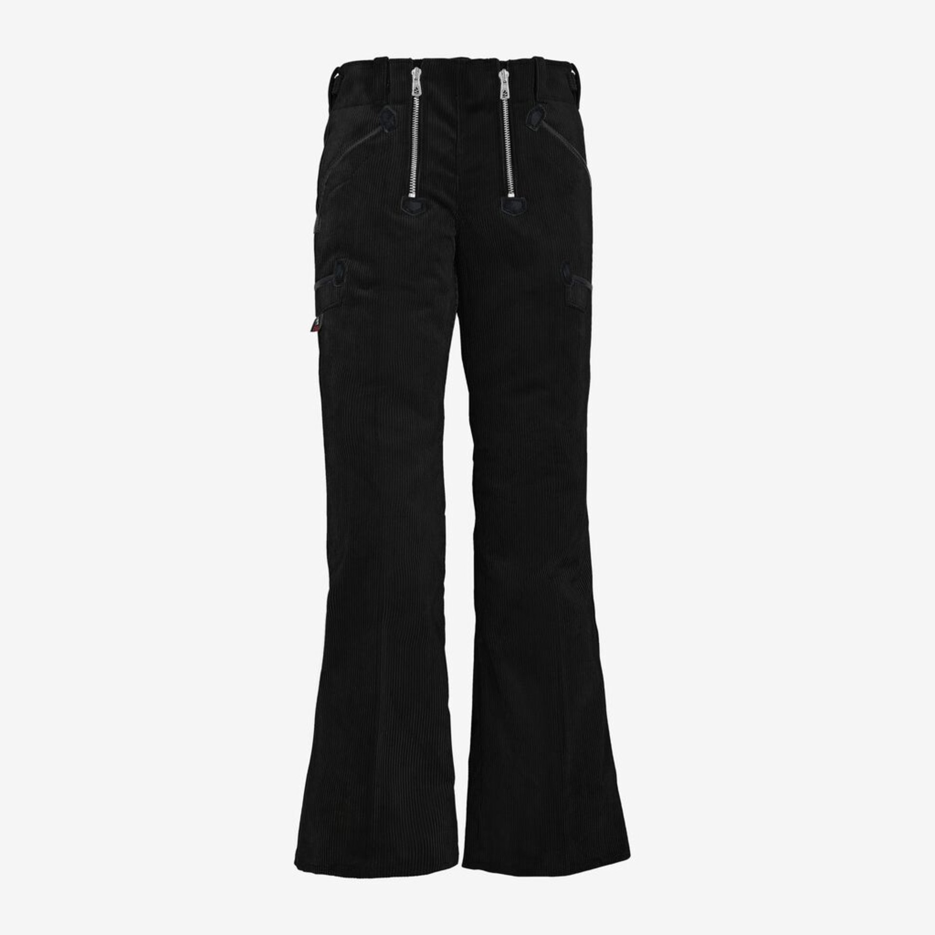 Corduroy, Schwarz, Flare-Hose, Reißverschluss-Taschen, Cargo-Taschen