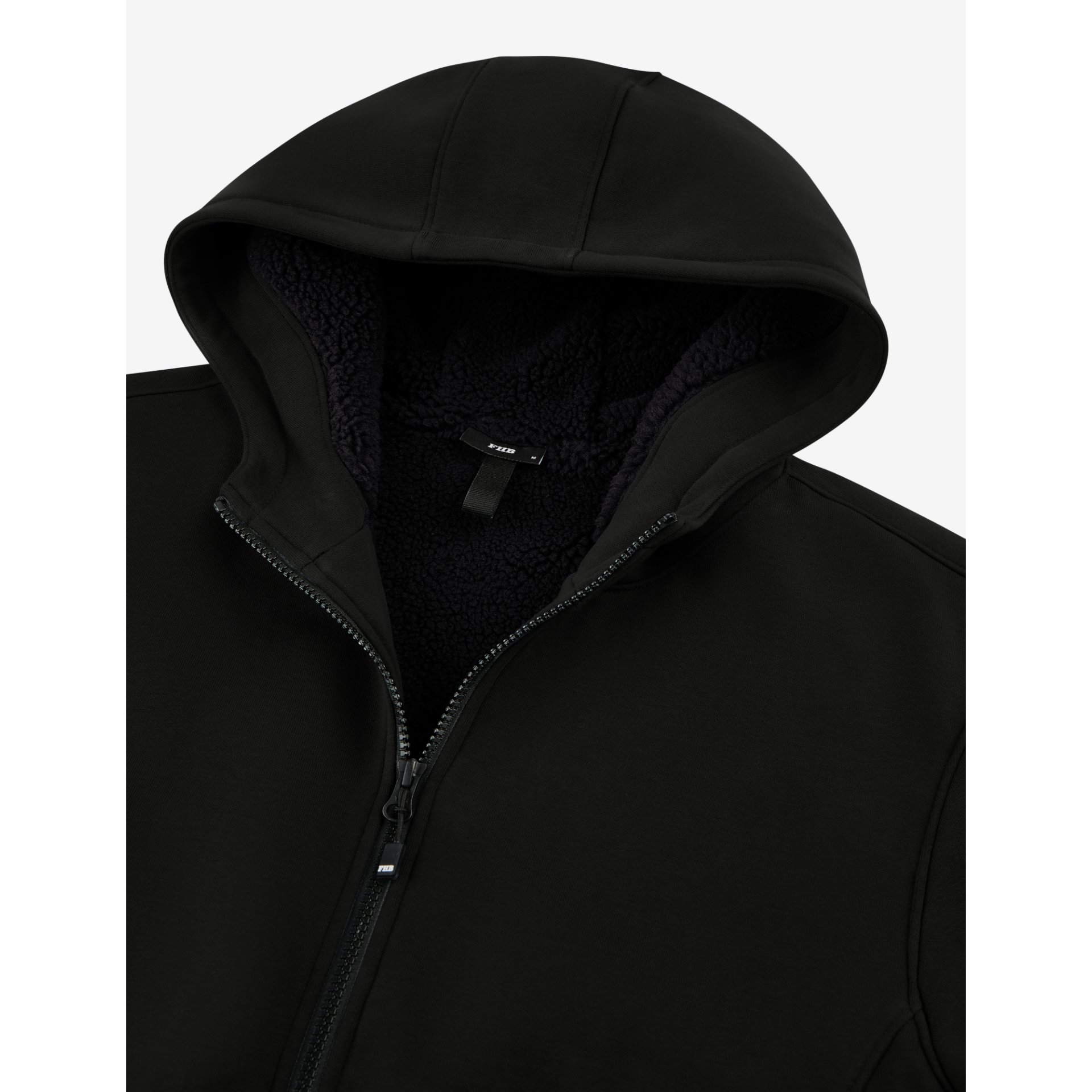 Hoodie, Hooded jacket, Fleece lining, Zipper, Schwarz