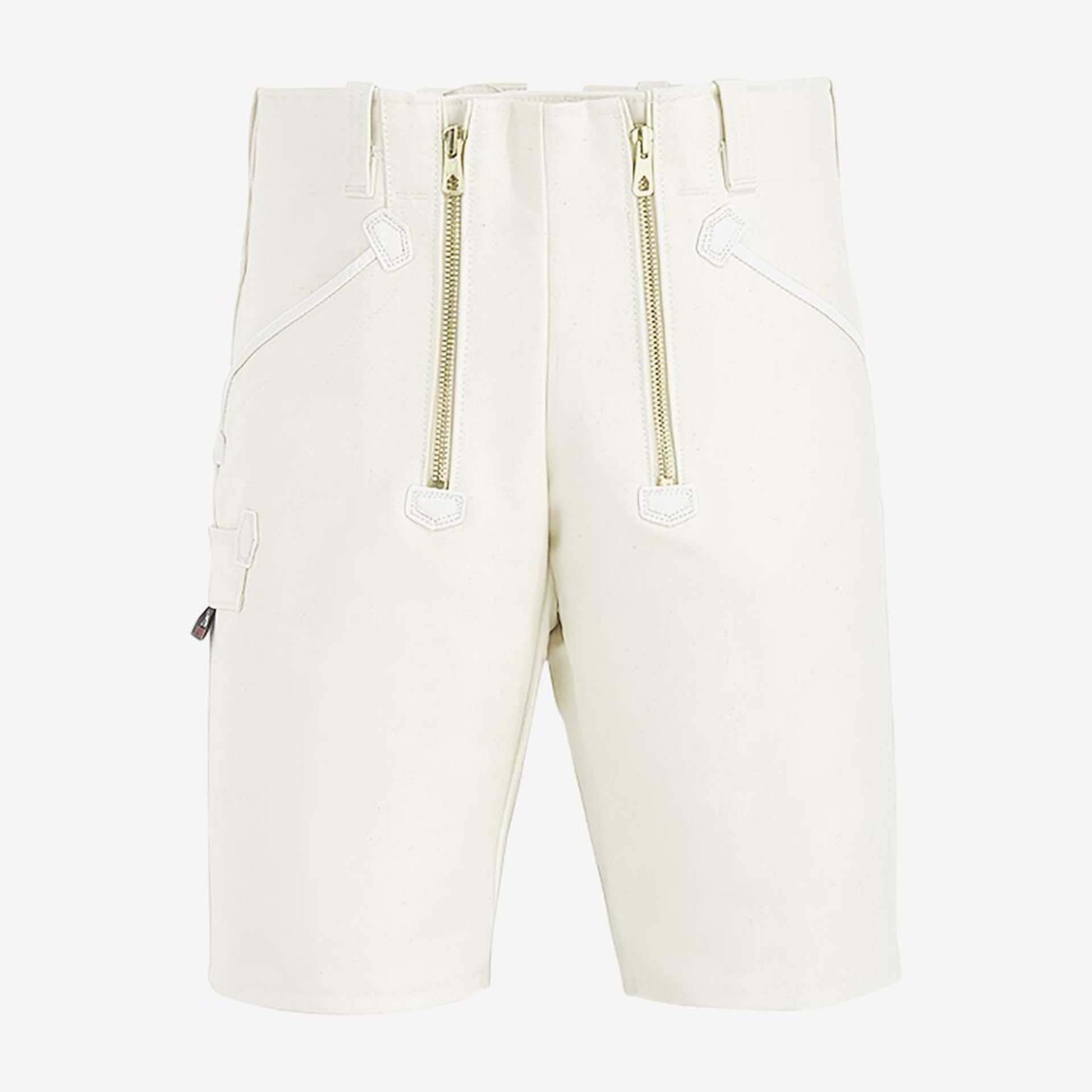 Kurze Hose, Reißverschluss, Beige/Creme, Kunstfaser, Gerade Schnitt
