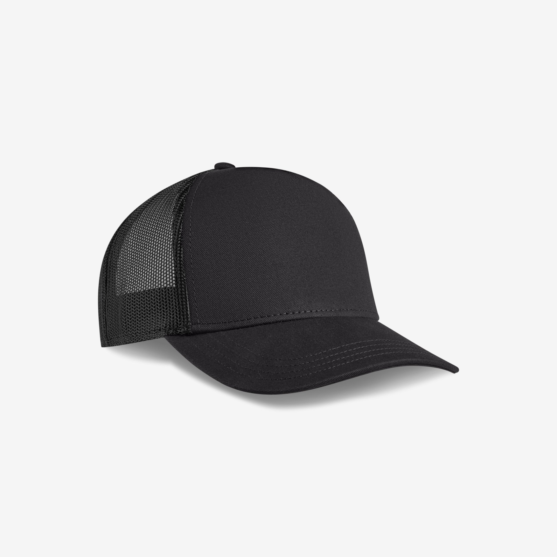 Baseballkappe, Trucker-Hut, Mesh-Rückseite, Schwarze Kappe, Gekrümmter Schild