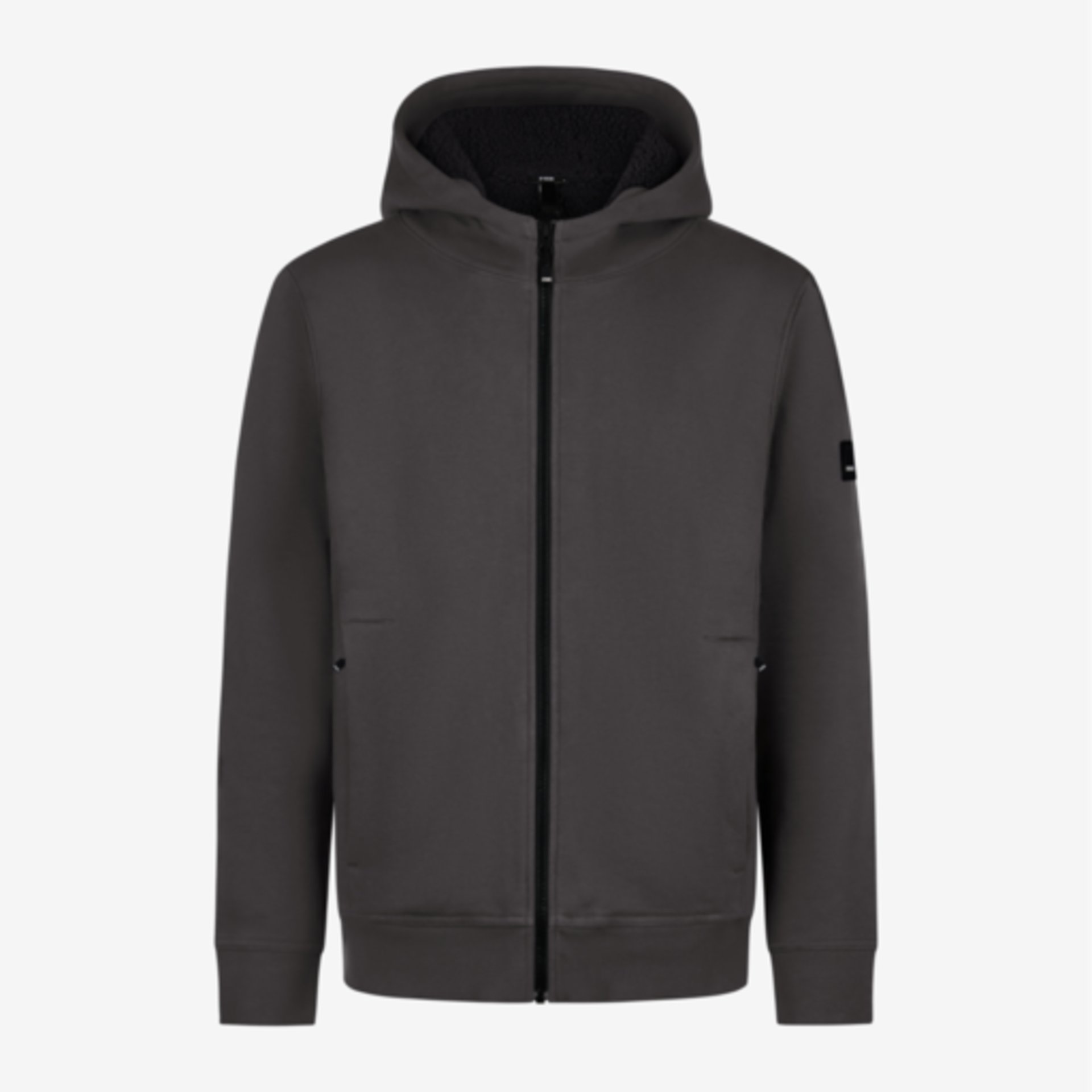 Hoodie, Reißverschluss-Hoodie, Fleece-Futter, Dunkelgrau, Vorne Taschen