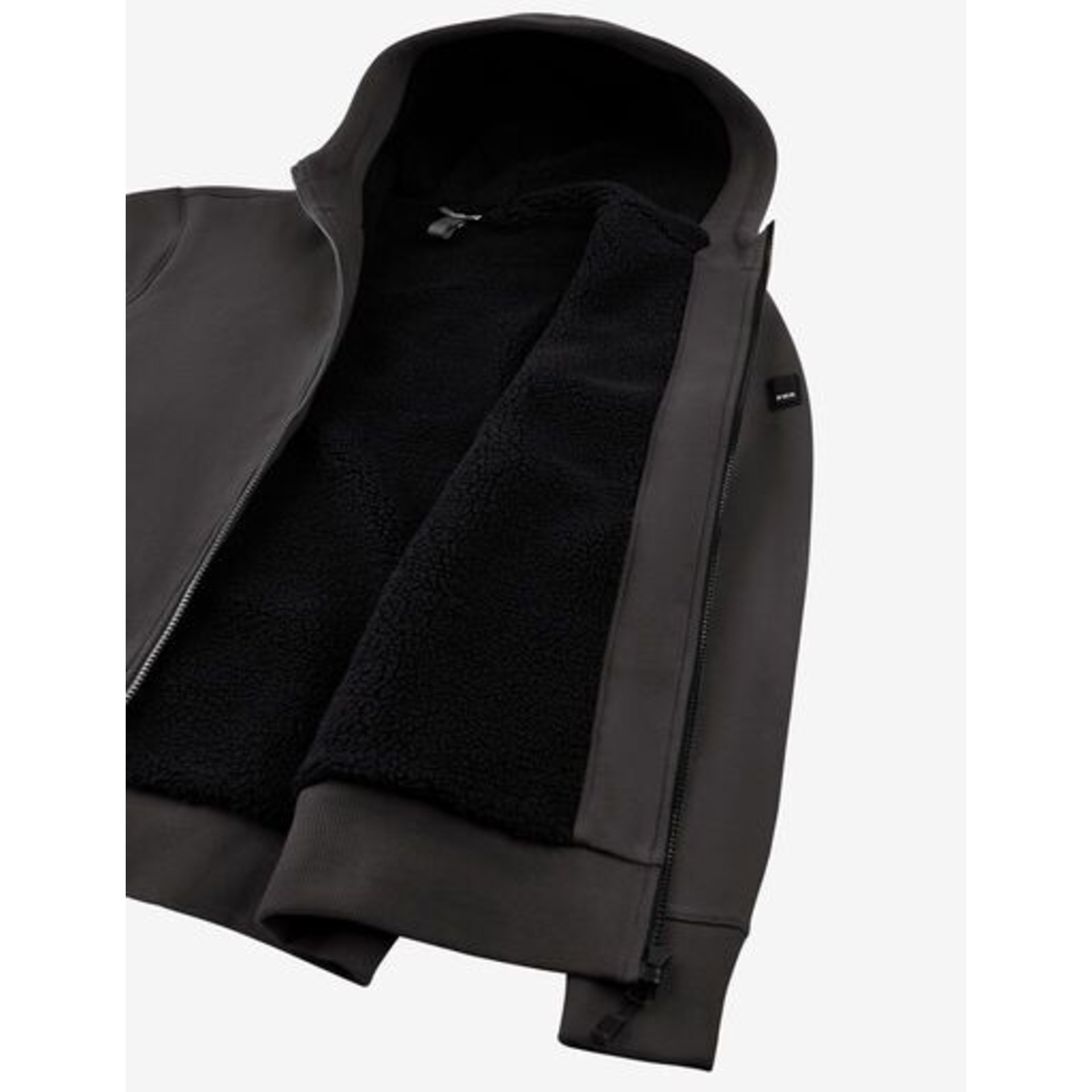 jacke, anorak, revers, fleece, schwarz