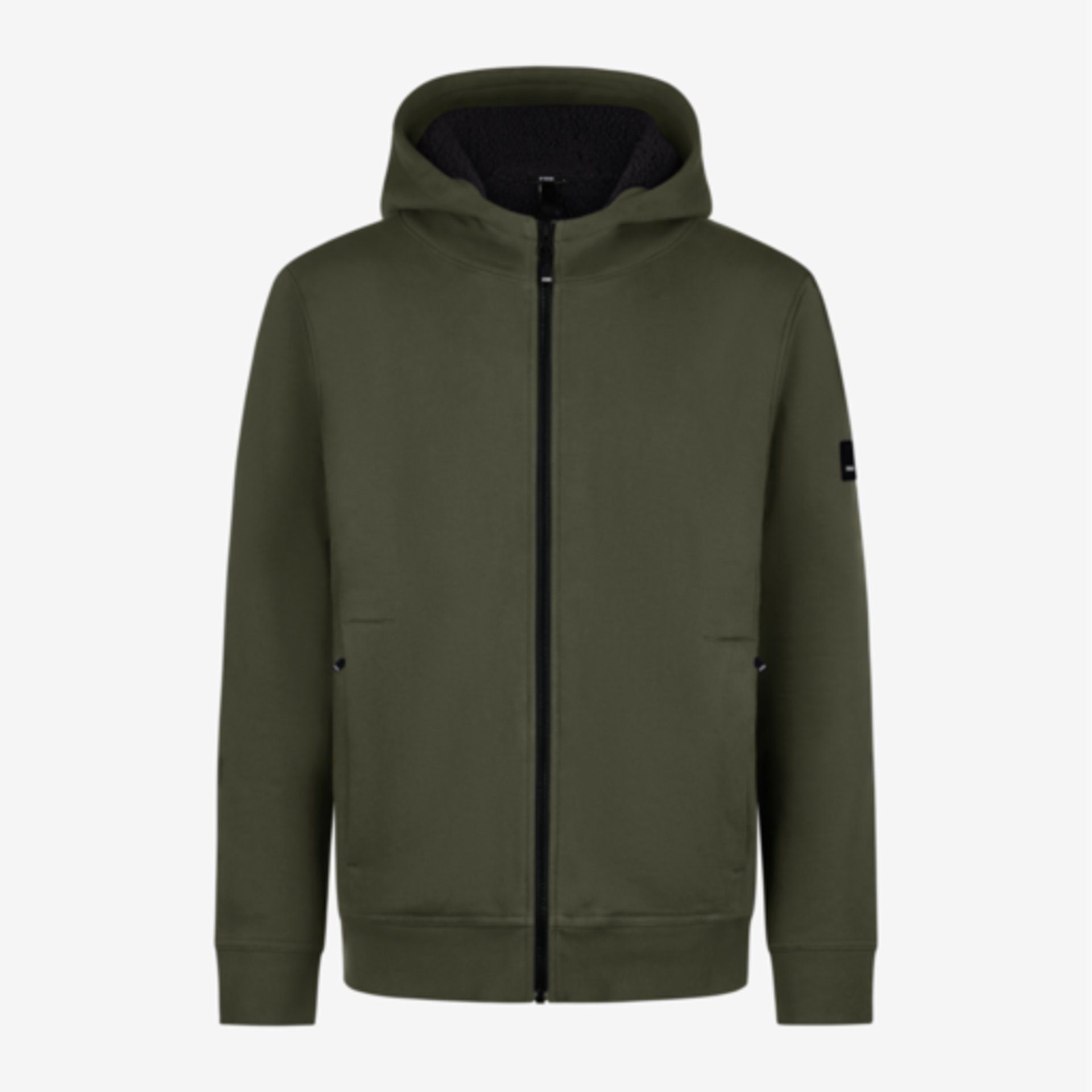 Hooded jacket, Olivgrün, Reißverschluss, Vordertaschen, gerippter Bund