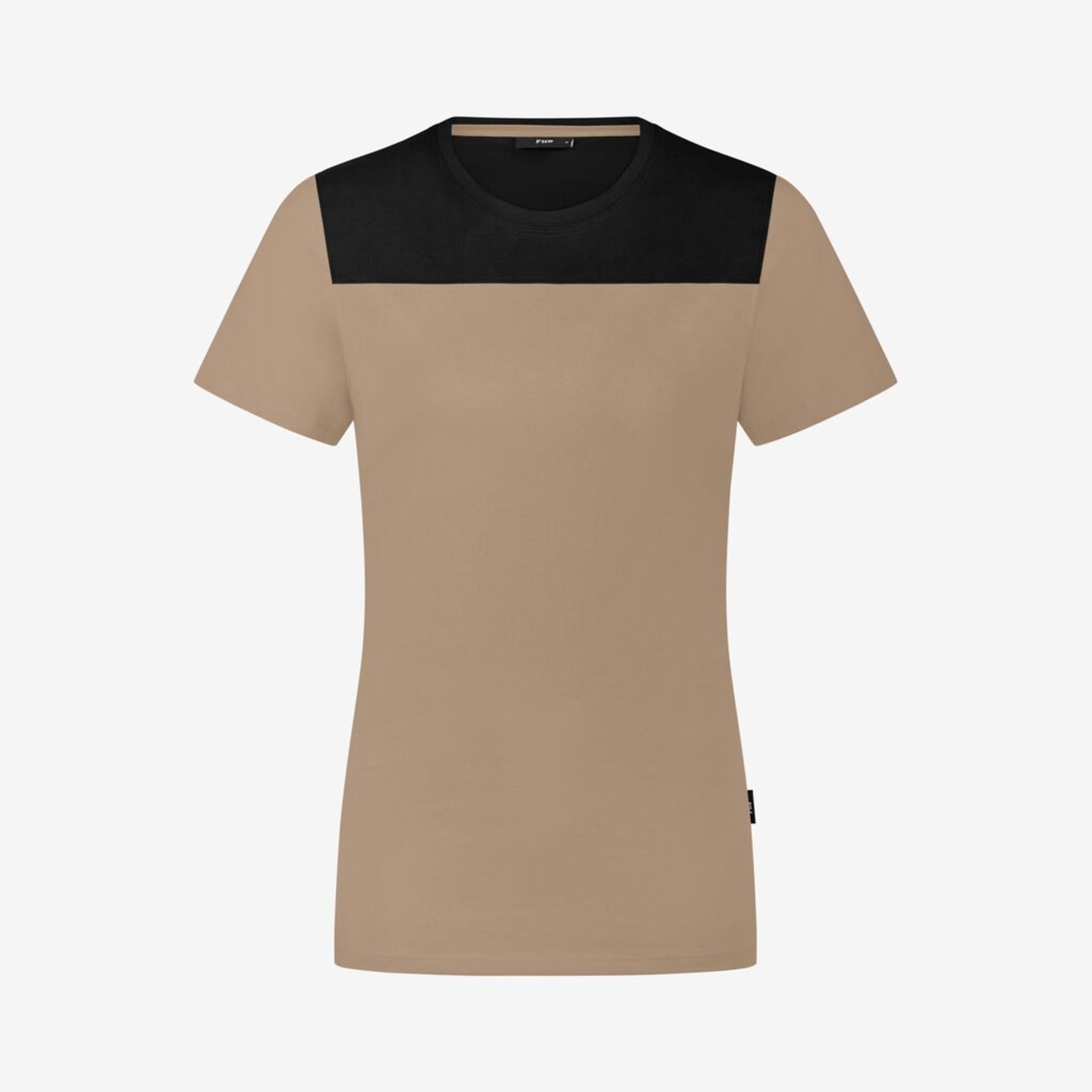 T-Shirt, Beige, Zweifarbig, Kurzarml, Rundhalsausschnitt