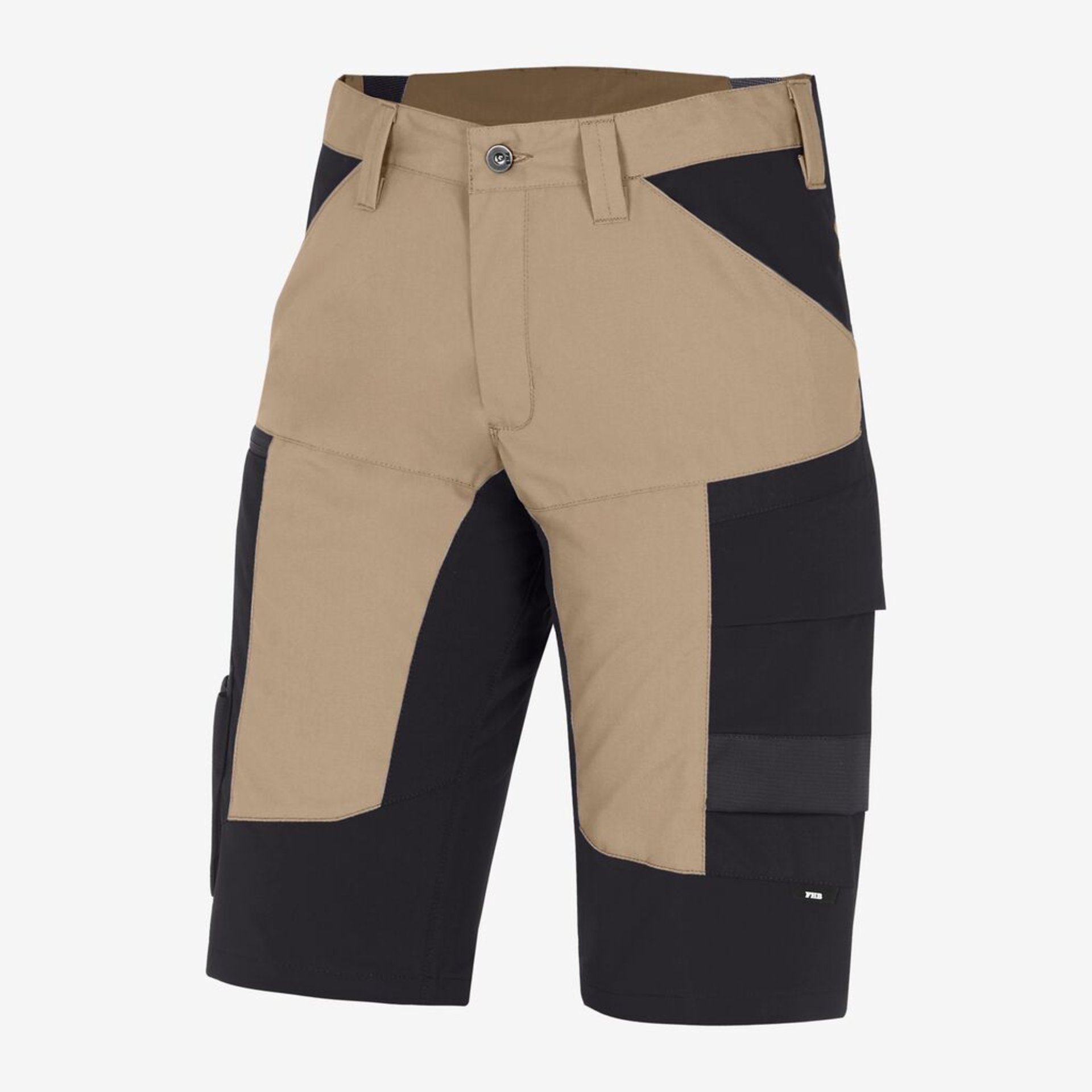 Shorts, Cargo shorts, Beige schwarz, Farbblock, Kniebundeln