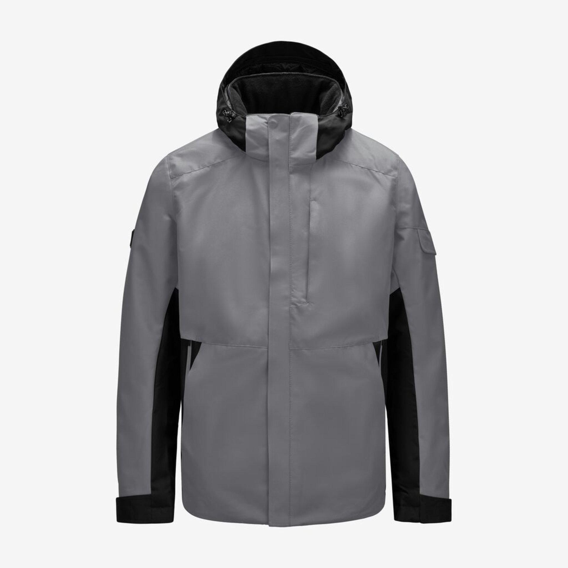 jacke, windjacke, grau, kapuze, reissverschluss