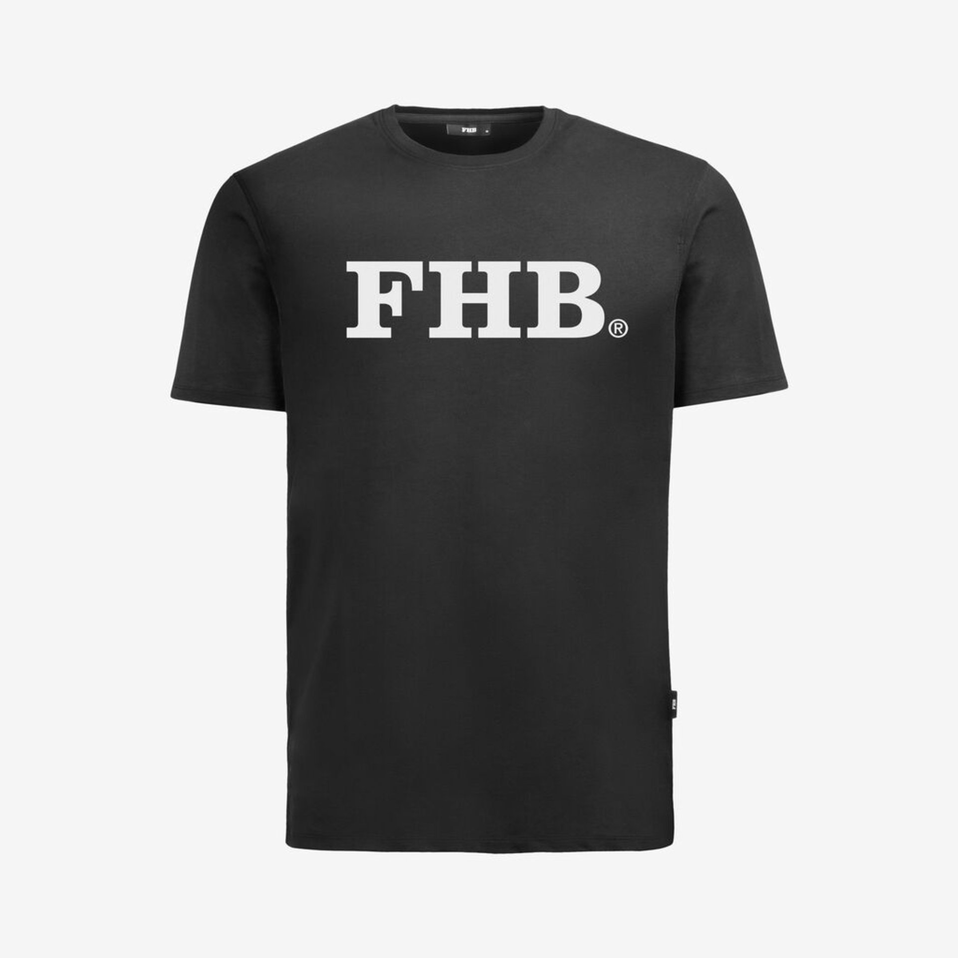 T-Shirt, Kurzarm, Schwarz, Weißer Aufdruck, FHB logo